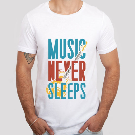 T-shirt La musique ne dort jamais, T-shirt de musique rock and roll, T-shirt de guitare, T-shirt de groupe de musique, T-shirt de groupe de rock, T-shirt cadeau pour les amateurs de musique