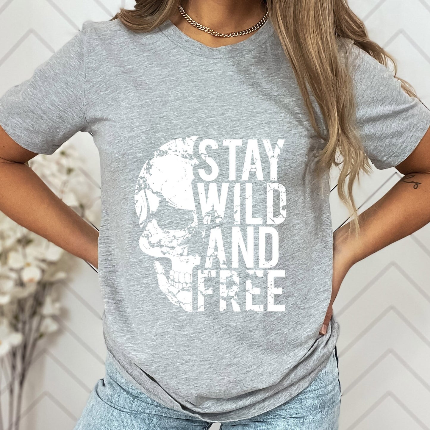 Stay Wild and Free Shirt, Skull Skeleton T-shirt, Wildlife T-shirt, Freedom T-Shirt, Travelers Shirt, Motorcycle Shirt, Bikers Shirt