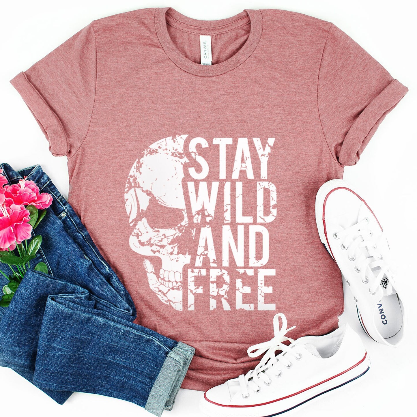 Stay Wild and Free Shirt, Skull Skeleton T-shirt, Wildlife T-shirt, Freedom T-Shirt, Travelers Shirt, Motorcycle Shirt, Bikers Shirt