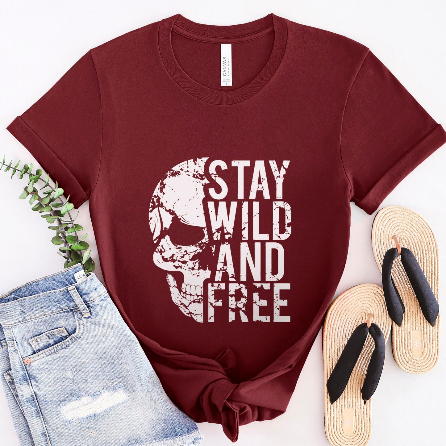 Stay Wild and Free Shirt, Skull Skeleton T-shirt, Wildlife T-shirt, Freedom T-Shirt, Travelers Shirt, Motorcycle Shirt, Bikers Shirt