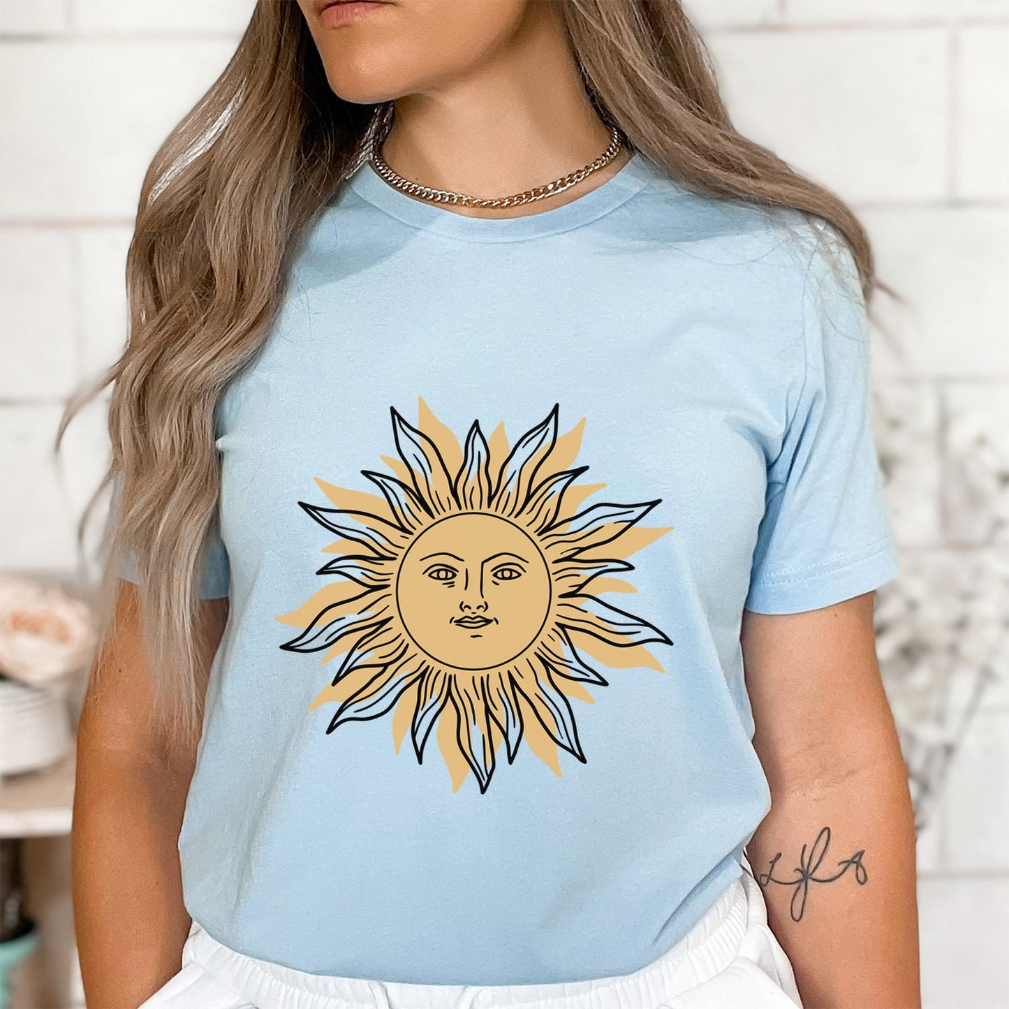 Sun Face T-shirt, Mystical Shirt, Boho T-shirt, Solar T-shirt, Moon and Stars T-Shirt, Bohemian T-shirt, Astrologic Shirt, Gift for Her