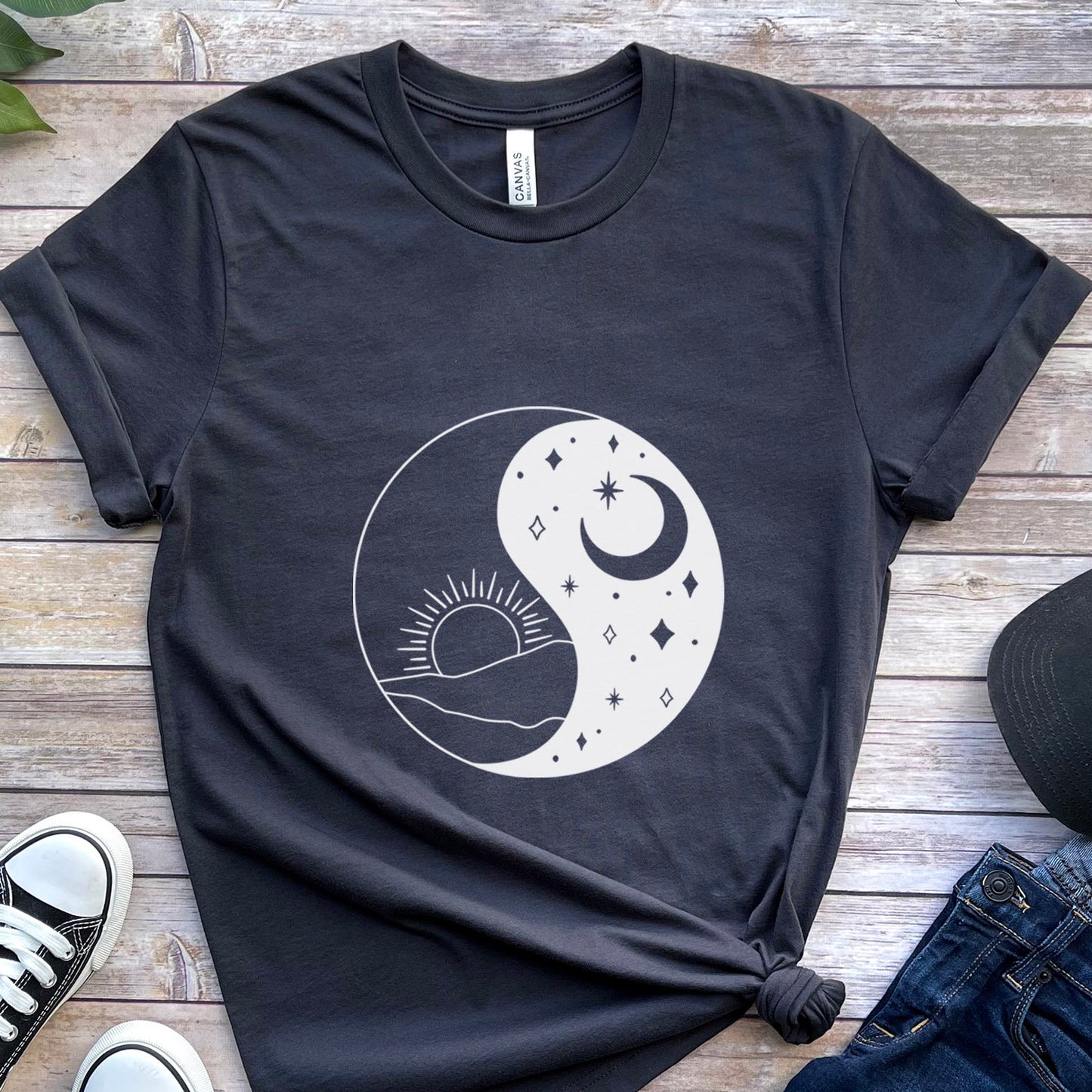 Ying Yang T-shirt, Sun and Moon Shirt, Mystical Shirt, Boho T-shirt, Mystics Shirt, Bohemian T-shirt, Gift Shirt for Her