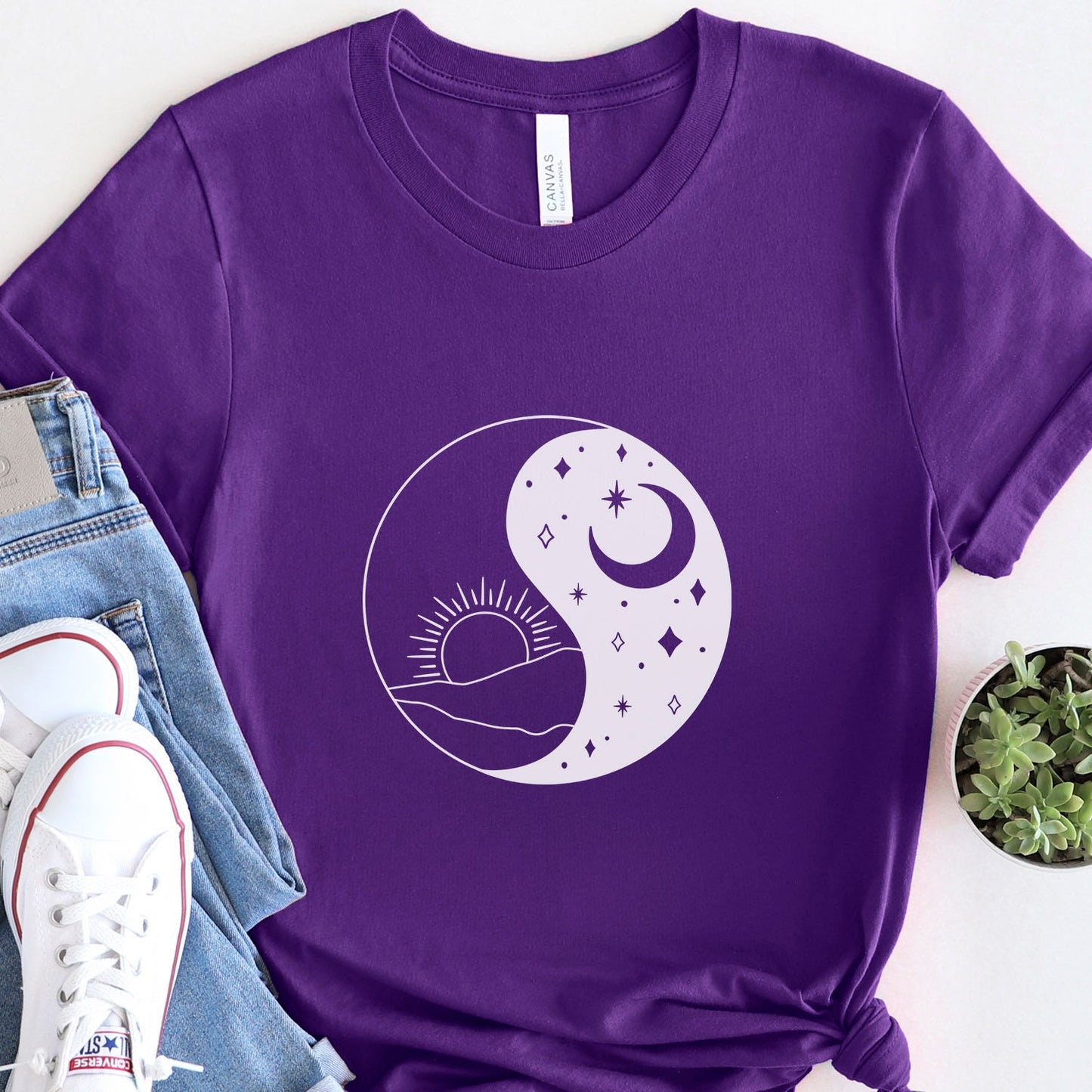 Ying Yang T-shirt, Sun and Moon Shirt, Mystical Shirt, Boho T-shirt, Mystics Shirt, Bohemian T-shirt, Gift Shirt for Her