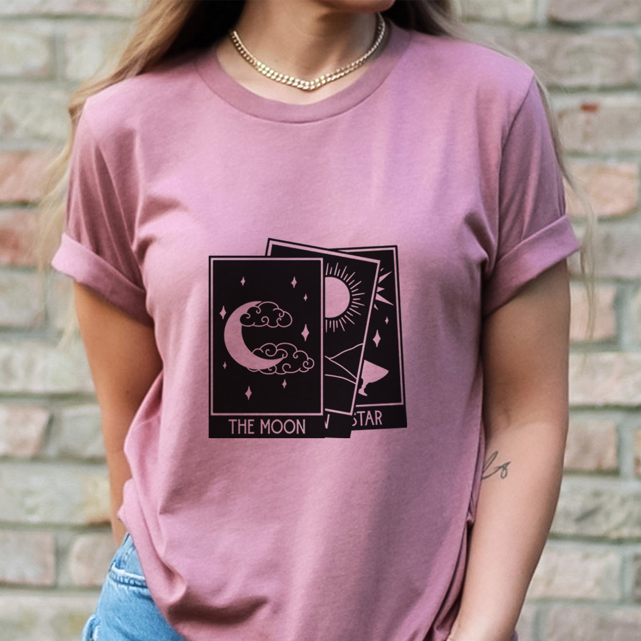 Tarot Stack T-shirt, Astrology Shirt, Mystical Shirt, Boho T-shirt, Moon Stars Sun T-Shirt, Mystic Shirt Gift for Her