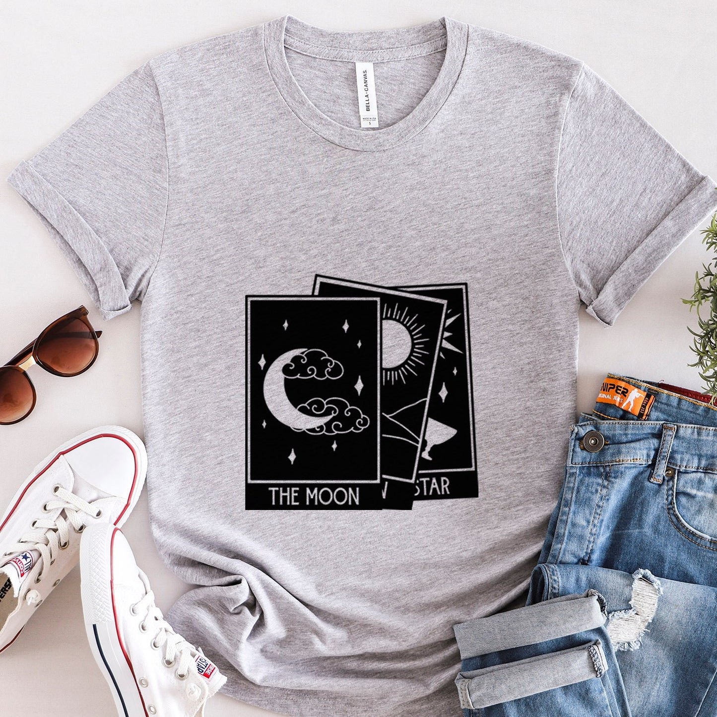 Tarot Stack T-shirt, Astrology Shirt, Mystical Shirt, Boho T-shirt, Moon Stars Sun T-Shirt, Mystic Shirt Gift for Her