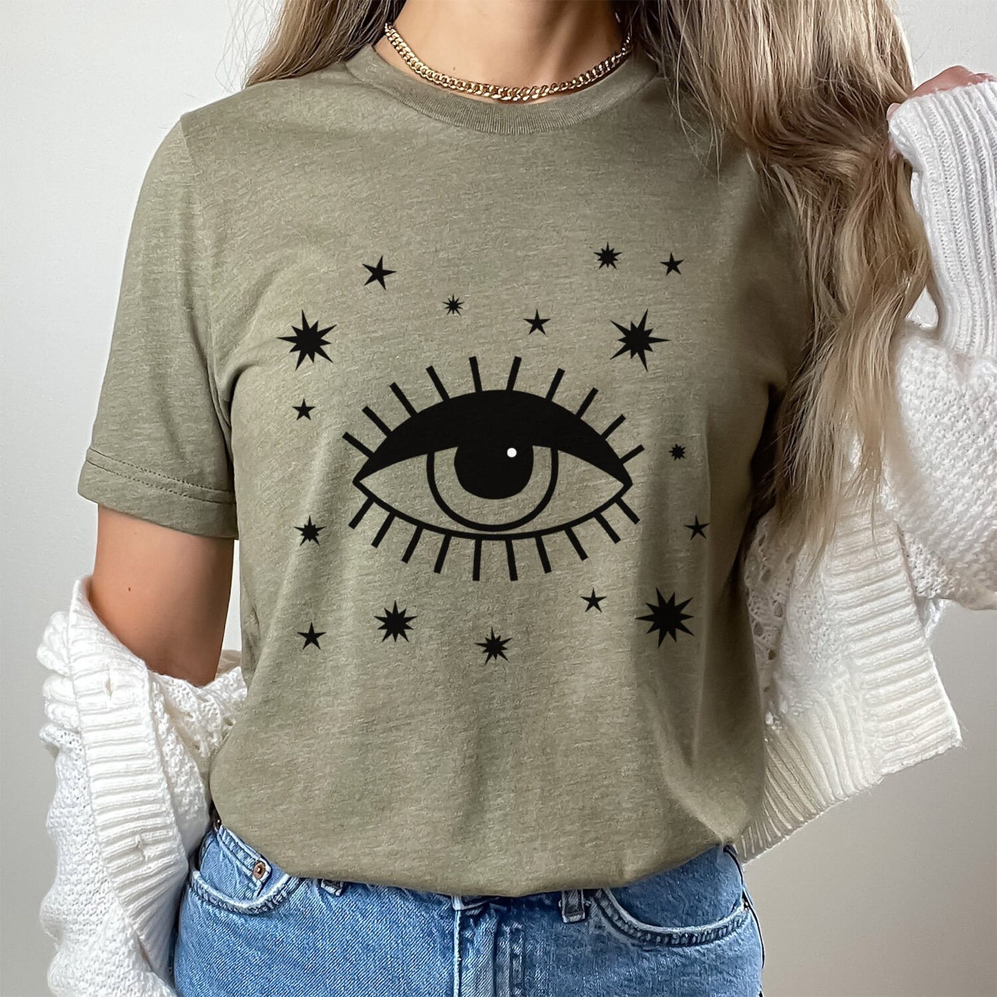 Mystical Shirt, Third Eye T-shirt, Boho T-shirt, Stars T-Shirt, Bohemian T-shirt, Astrologic Shirt, Gift for Her