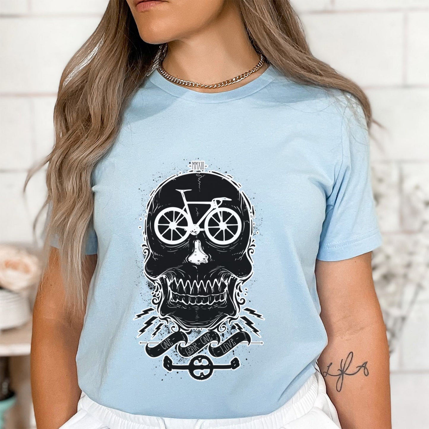 T-shirt d'amour de vélo, T-shirt de crâne, chemise avec crâne, T-shirt de tête de mort, T-shirt avec vélo, chemise d'horreur, T-shirt d'humour