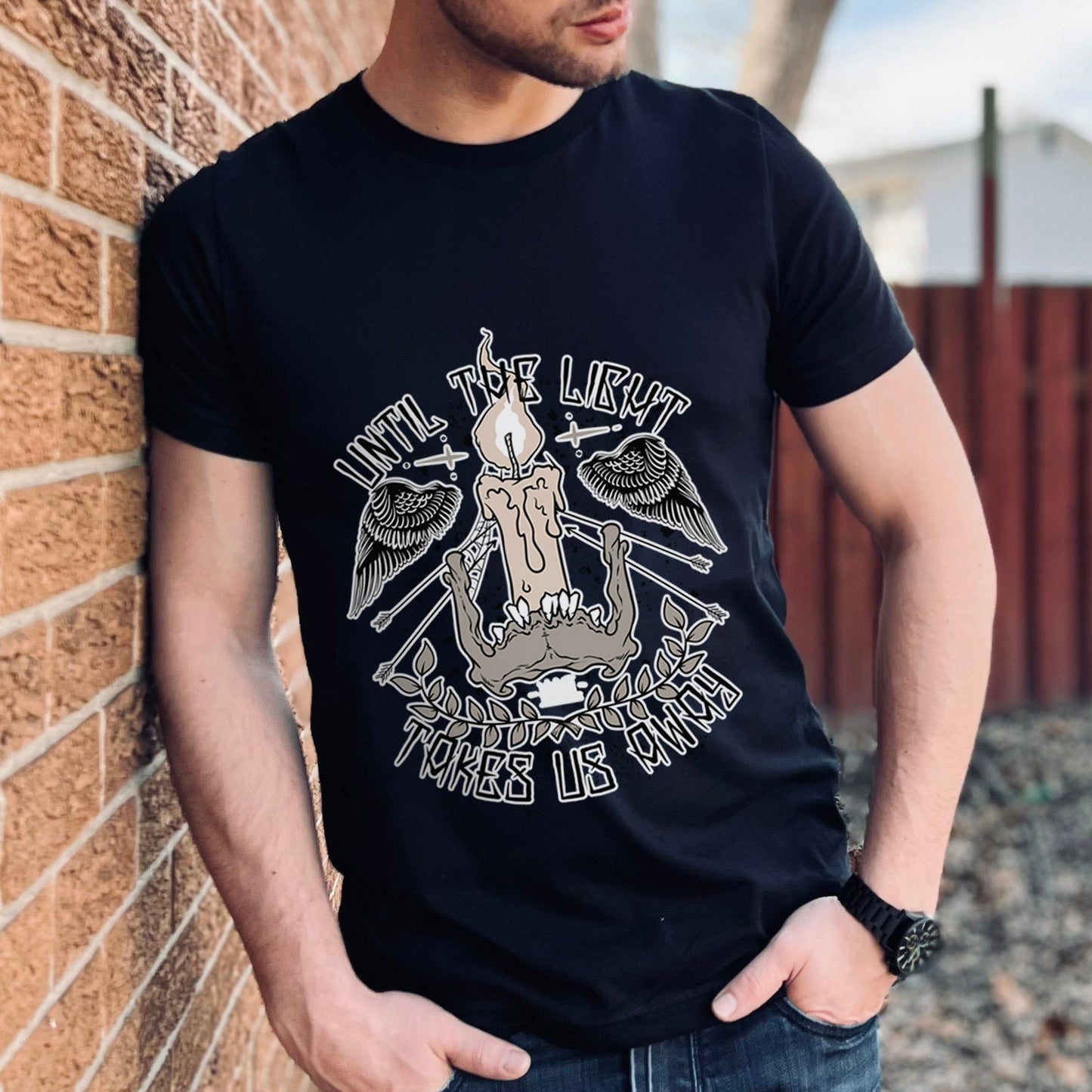 Until the Light Takes us Away T-shirt, Inspirational T-shirt, Skull Shirt, Heavy Metal Rock Shirt, Wings T-Shirt, Rockers T-shirt