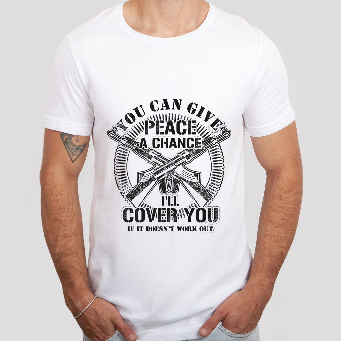 You Can Give Peace A Chance T-shirt, Veteran Shirt, Military Soldier Shirt, Marines Navy US Army Shirt, Gift Shirt for Dad Grandpa