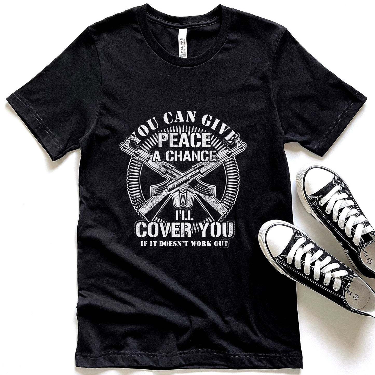 You Can Give Peace A Chance T-shirt, Veteran Shirt, Military Soldier Shirt, Marines Navy US Army Shirt, Gift Shirt for Dad Grandpa