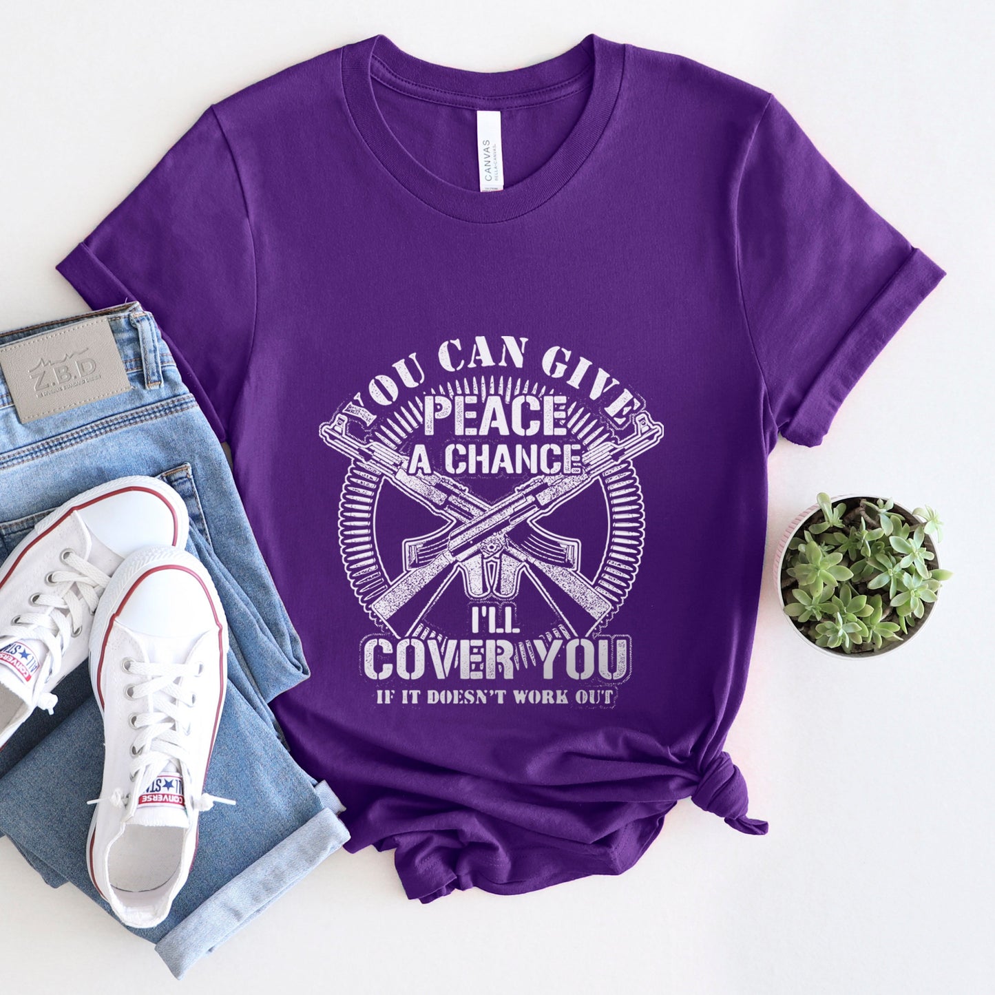 You Can Give Peace A Chance T-shirt, Veteran Shirt, Military Soldier Shirt, Marines Navy US Army Shirt, Gift Shirt for Dad Grandpa