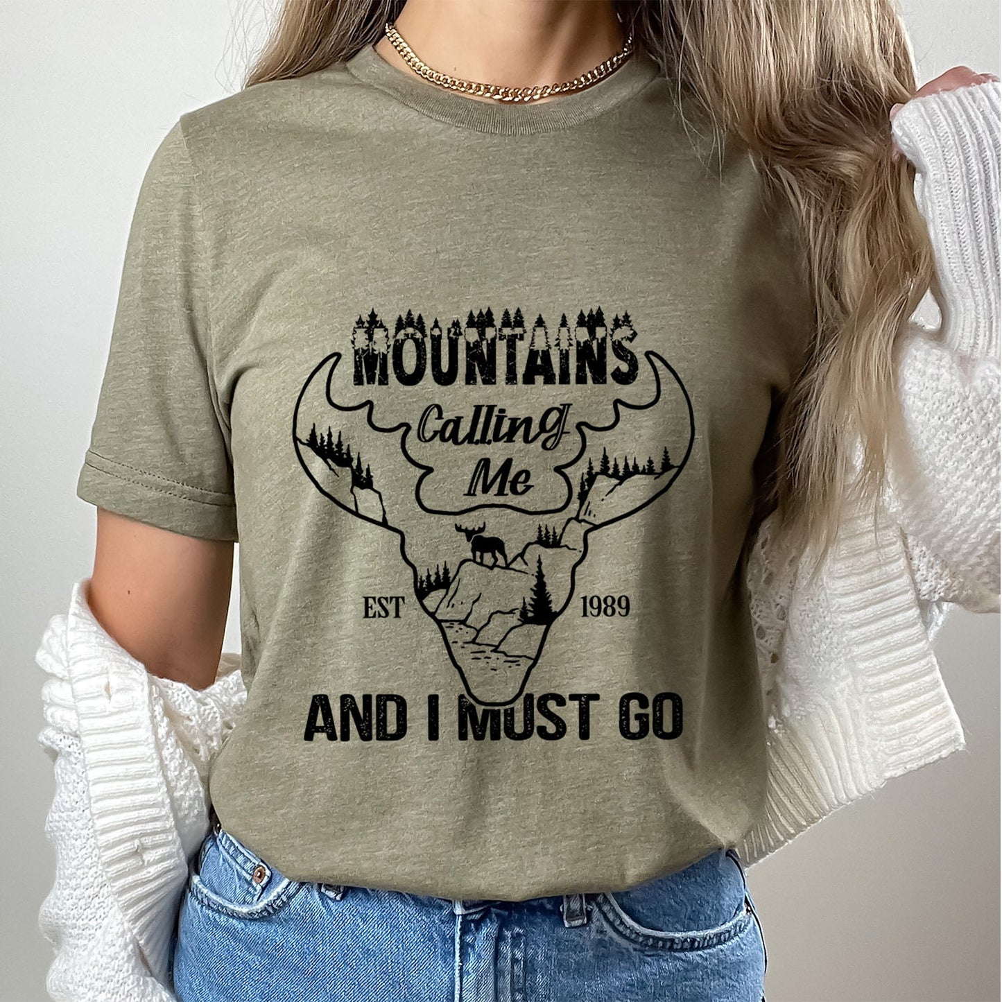 Mountains Calling Me T-shirt, Nature Lovers Shirt, Outdoors Shirt, Camping T-shirts Travelers Shirt, Deer Mountains Shirt