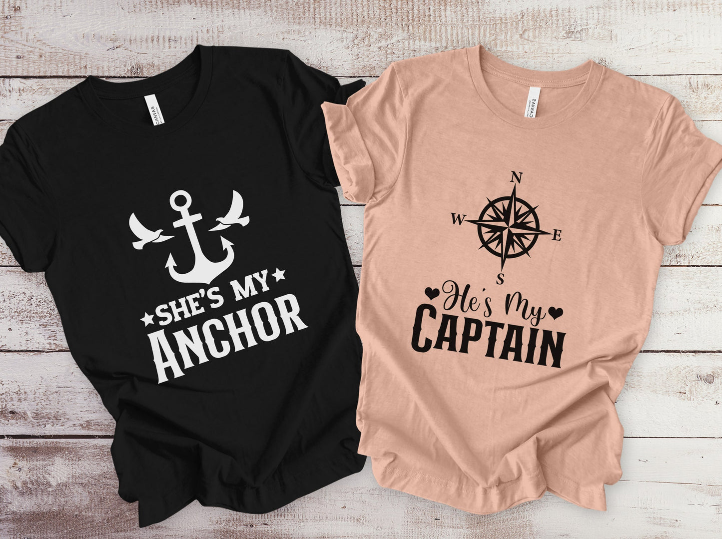 She's My Anchor, He's My Captain Matching Couples Shirts, Couples Valentine's DayT-shirt, Matching Anniversary Gift Shirt, Valentines Day