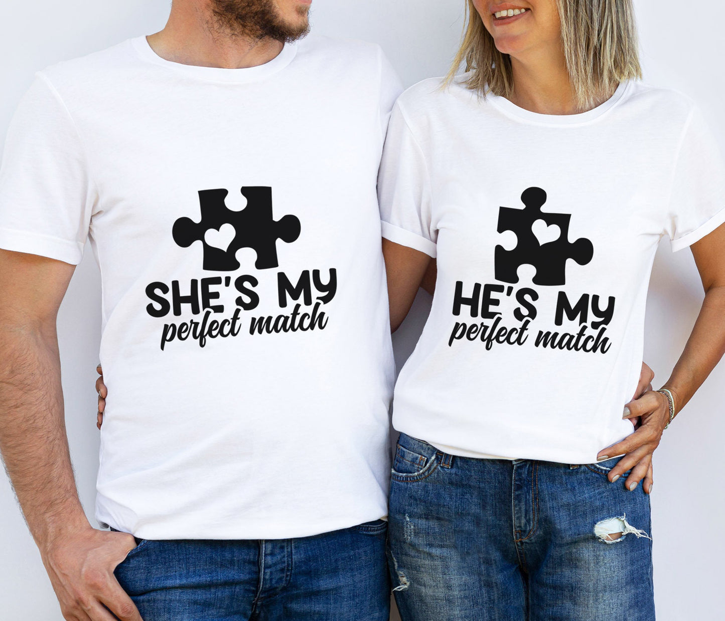 T-shirts de couple assortis, chemise She's My Perfect Match, chemise He's My Perfect Match, chemise cadeau d'anniversaire assortie, cadeau de Saint-Valentin