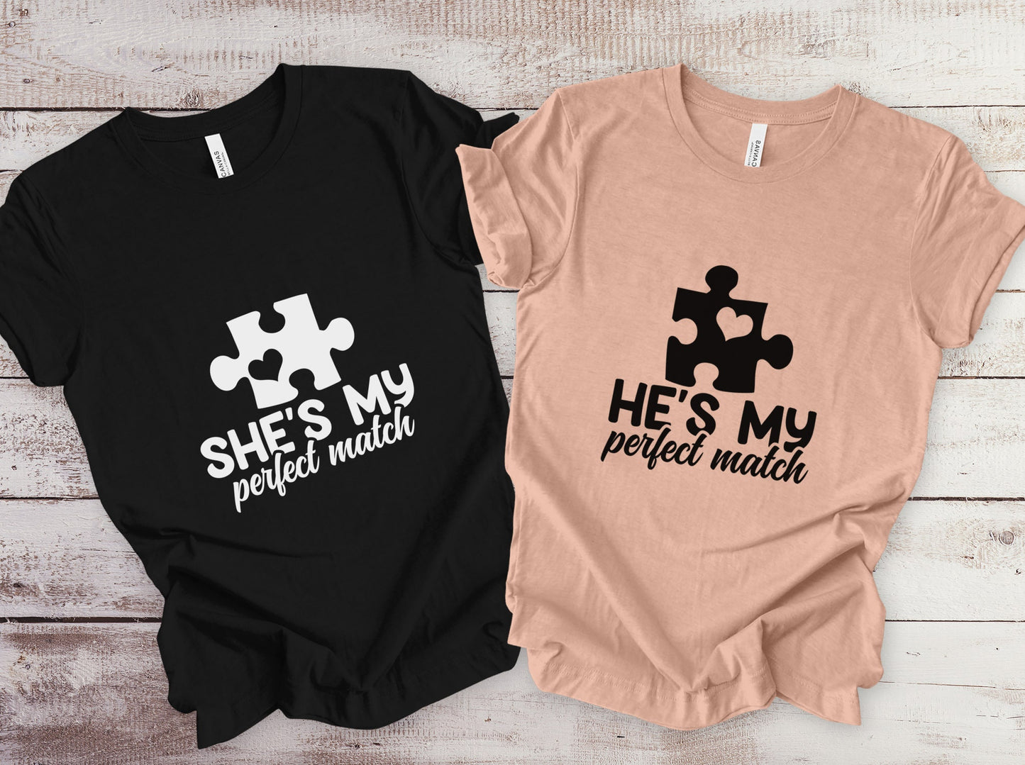 T-shirts de couple assortis, chemise She's My Perfect Match, chemise He's My Perfect Match, chemise cadeau d'anniversaire assortie, cadeau de Saint-Valentin