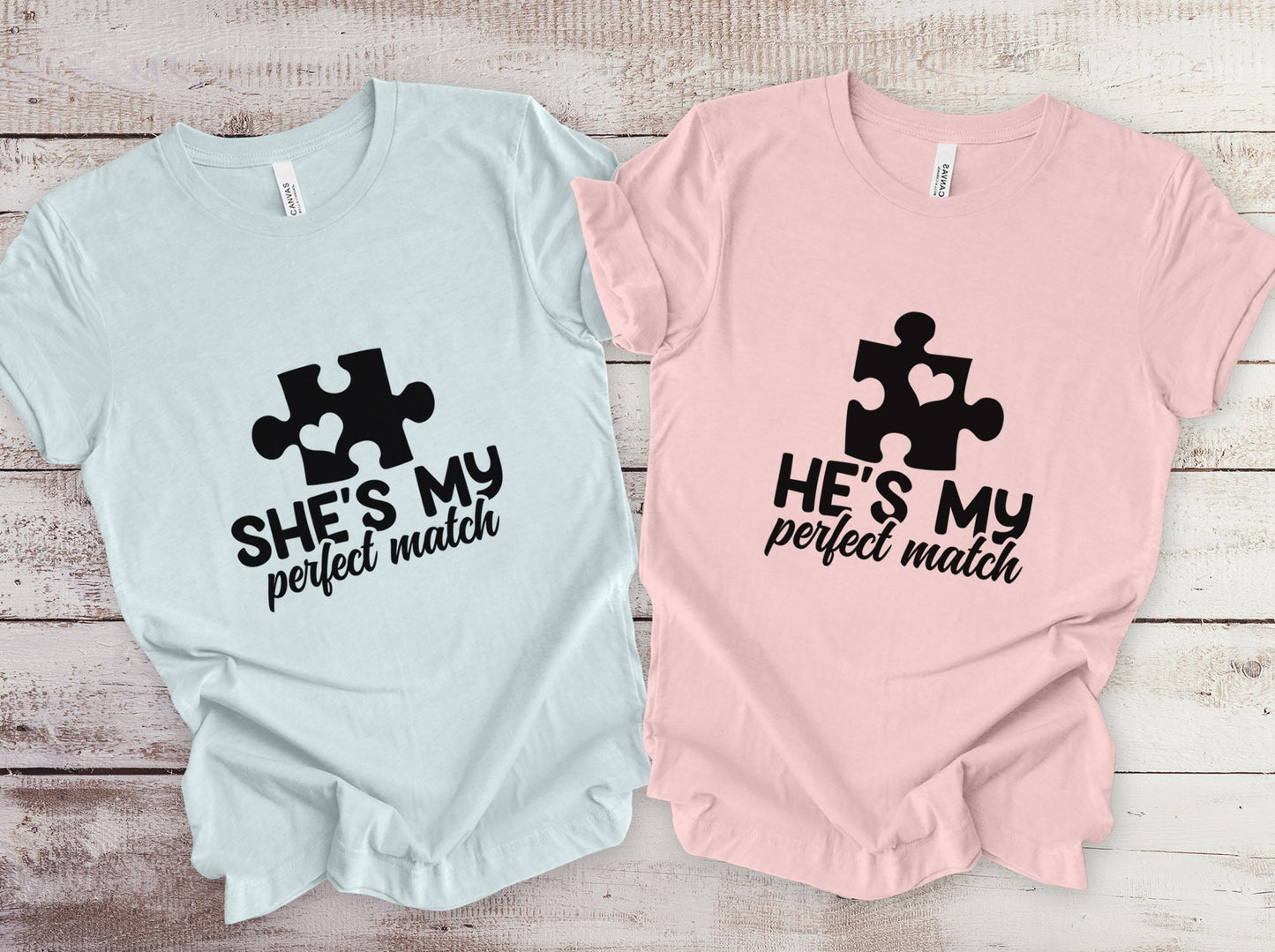 T-shirts de couple assortis, chemise She's My Perfect Match, chemise He's My Perfect Match, chemise cadeau d'anniversaire assortie, cadeau de Saint-Valentin