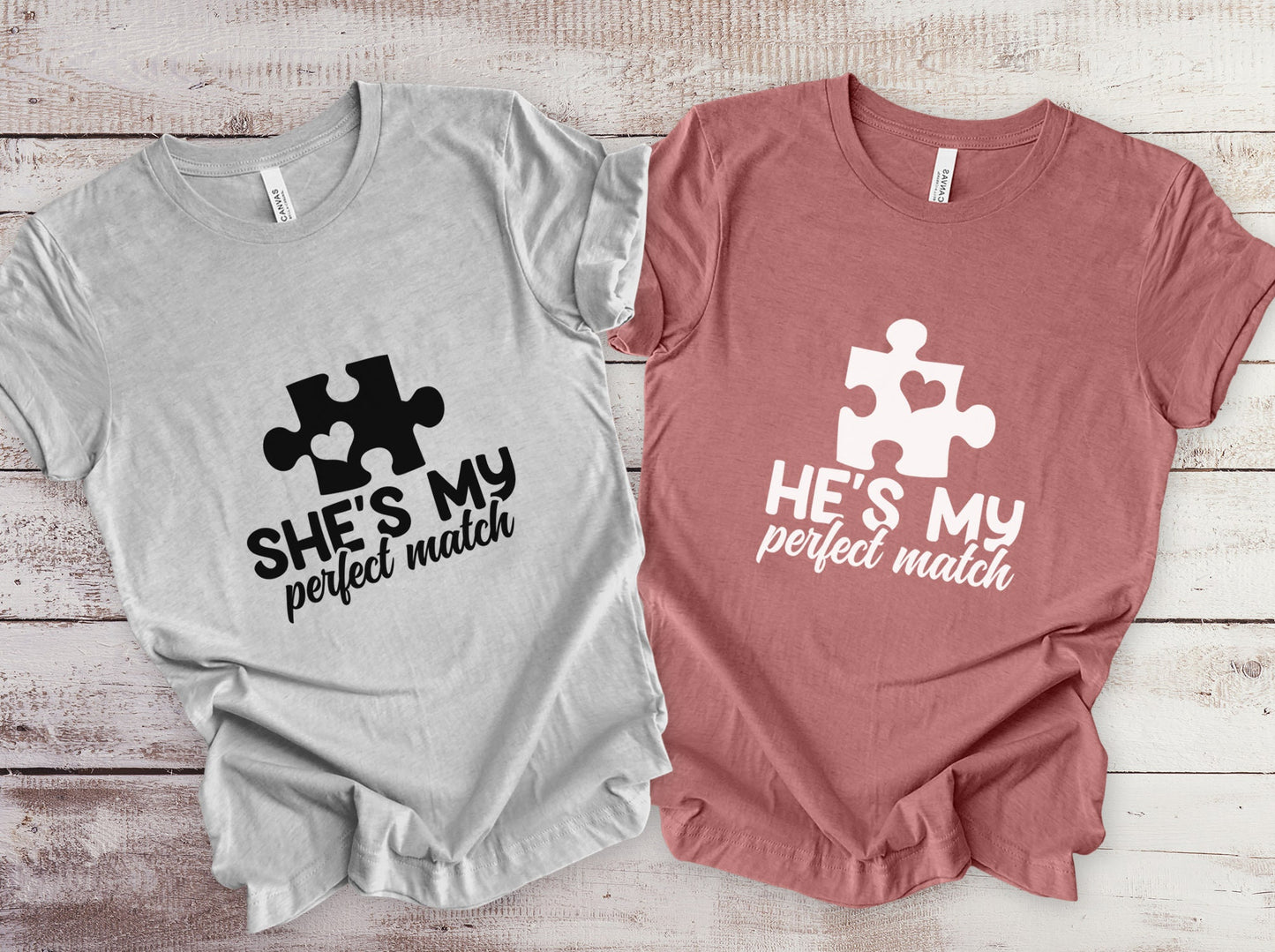 T-shirts de couple assortis, chemise She's My Perfect Match, chemise He's My Perfect Match, chemise cadeau d'anniversaire assortie, cadeau de Saint-Valentin