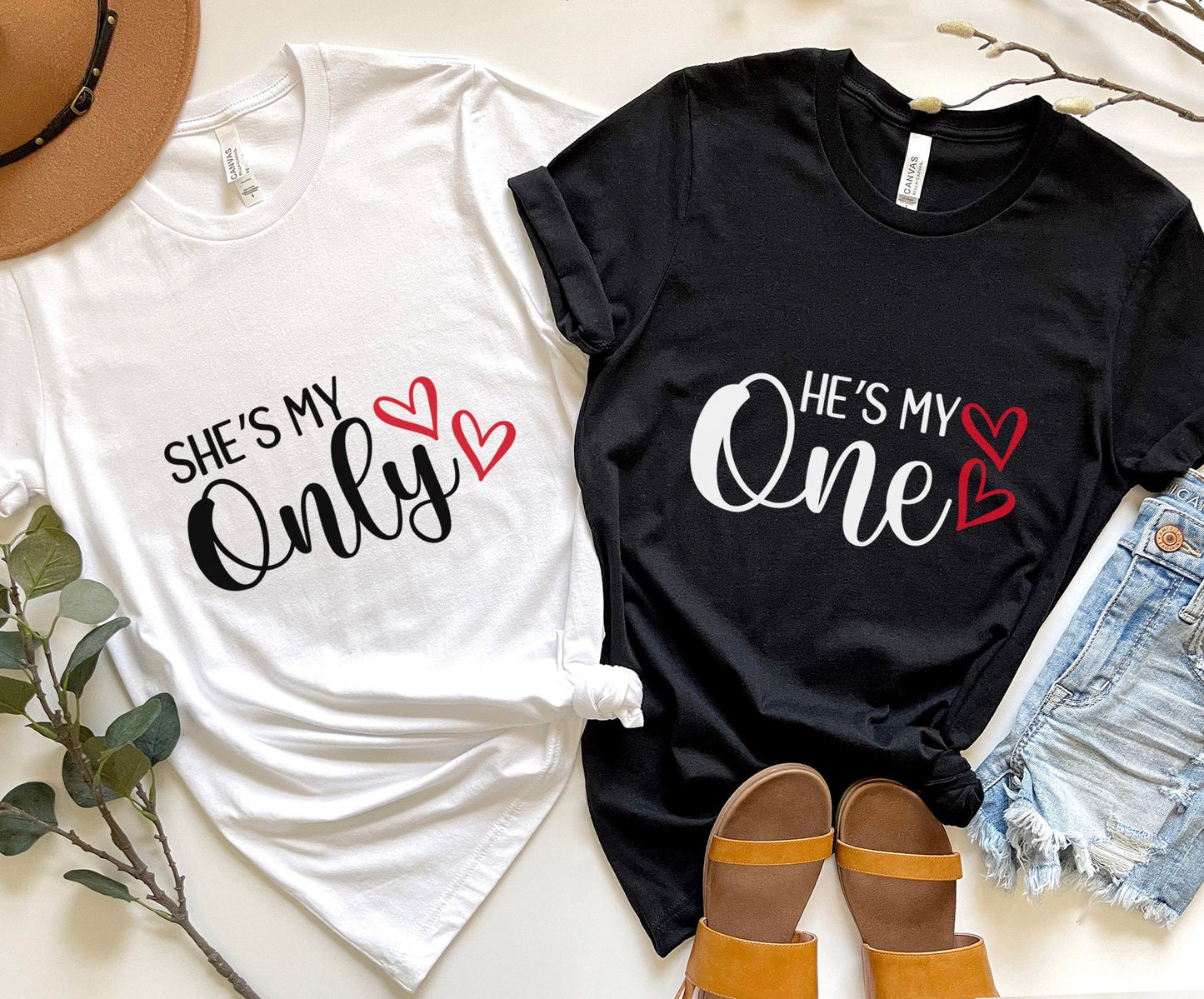 Matching Couples T-shirt, He's My One Shirt, She's My Only Shirt, Shirt for Valentines Day Couples, Gift Shirt for Him, Gift Shirt for Her