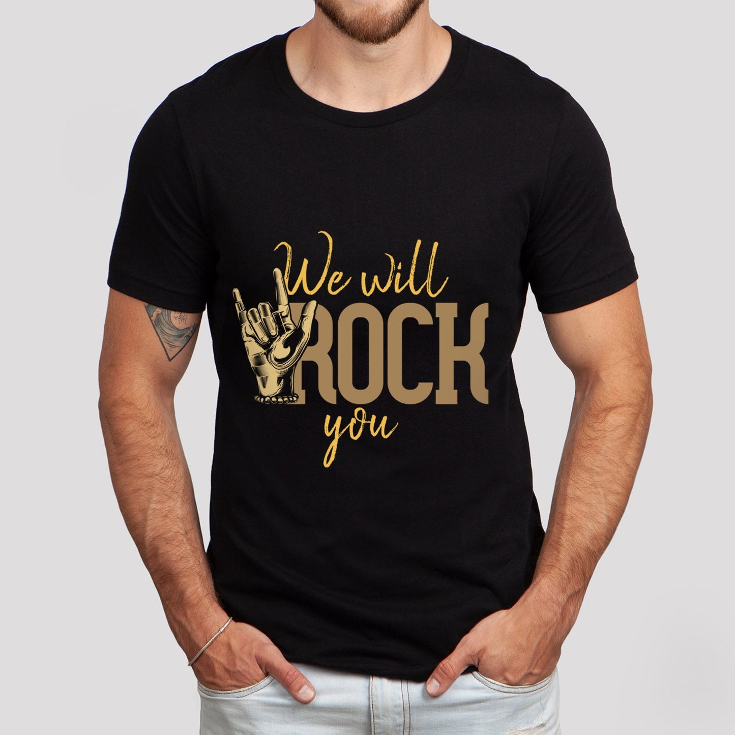 We Will Rock You Shirt, Rock and Roll Music T-Shirt, Rock and Roll Salute Shirt, Rock Band Shirt, Gift Shirt for Music Lovers