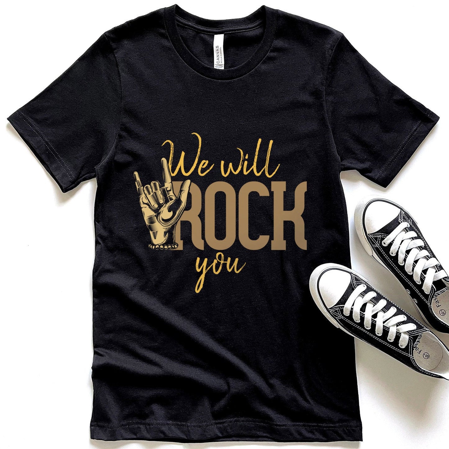 We Will Rock You Shirt, Rock and Roll Music T-Shirt, Rock and Roll Salute Shirt, Rock Band Shirt, Gift Shirt for Music Lovers