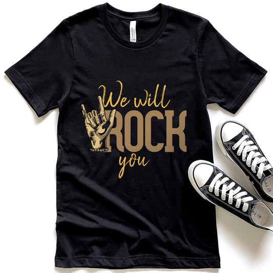 T-shirt We Will Rock You, T-shirt de musique Rock and Roll, T-shirt Rock and Roll Salute, T-shirt de groupe de rock, T-shirt cadeau pour les amateurs de musique