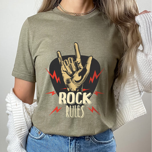 Rock Rules Shirt, Rock and Roll T-Shirt, Rock and Roll Salute Shirt, Music T-shirt, Rock Band Shirt, Gift Shirt for Music Lovers