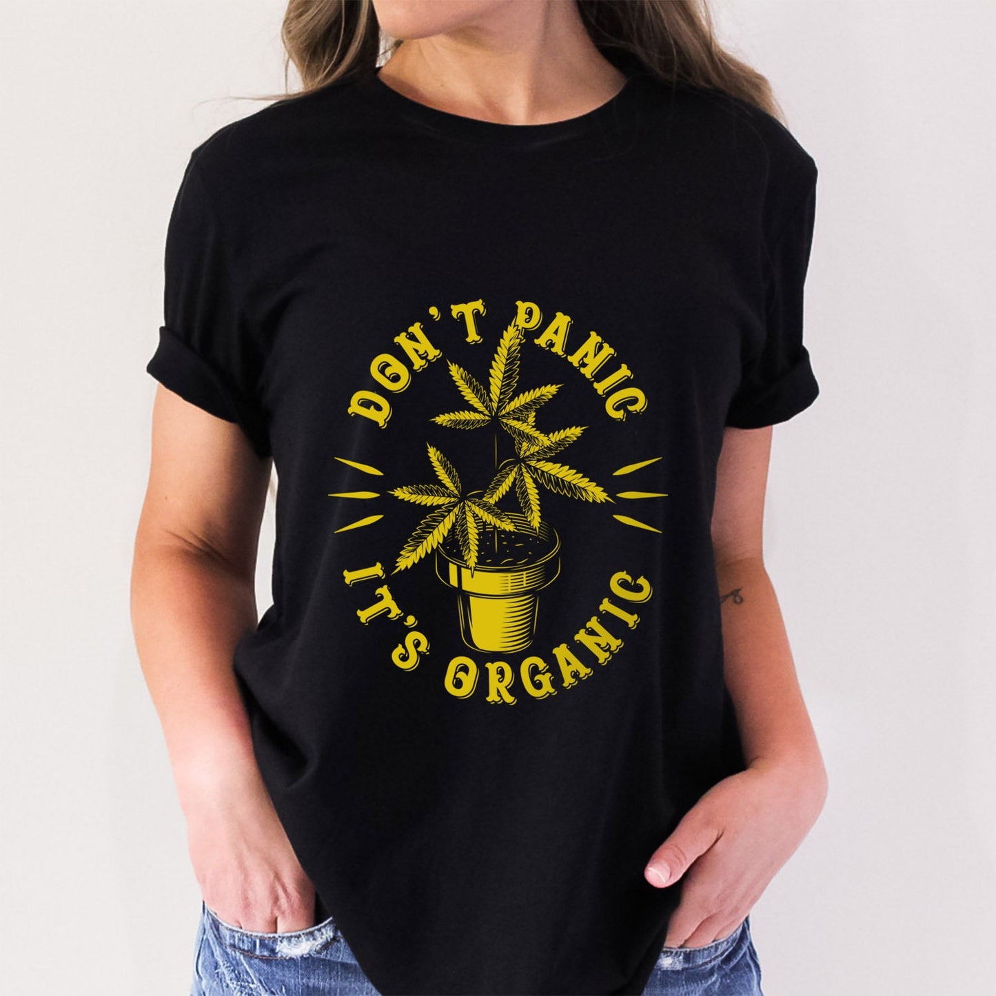 Don't Panic It's Organic T-shirt, Funny Weed Shirt, Retro Shirt, HippieT-shirt, Funny Jamaica Style, Funny Cannabis T-shirt