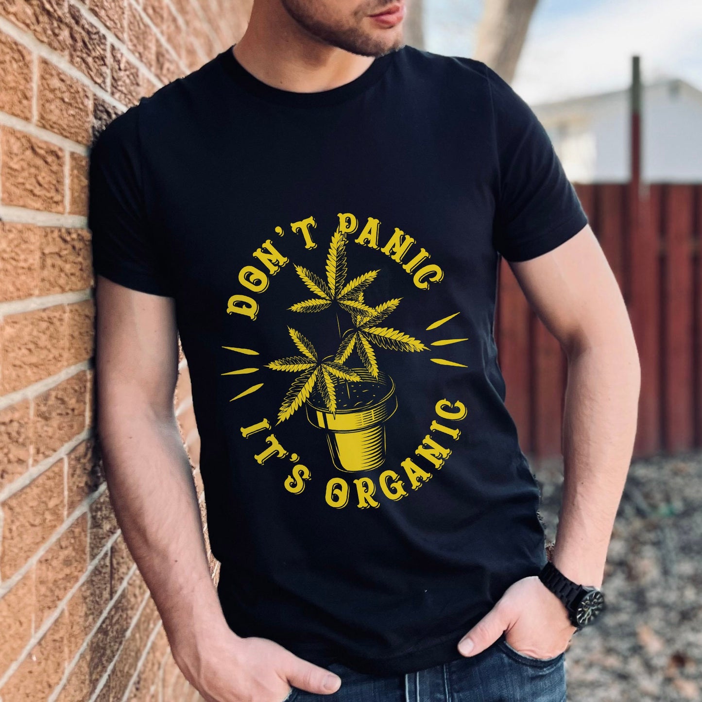 Don't Panic It's Organic T-shirt, Funny Weed Shirt, Retro Shirt, HippieT-shirt, Funny Jamaica Style, Funny Cannabis T-shirt