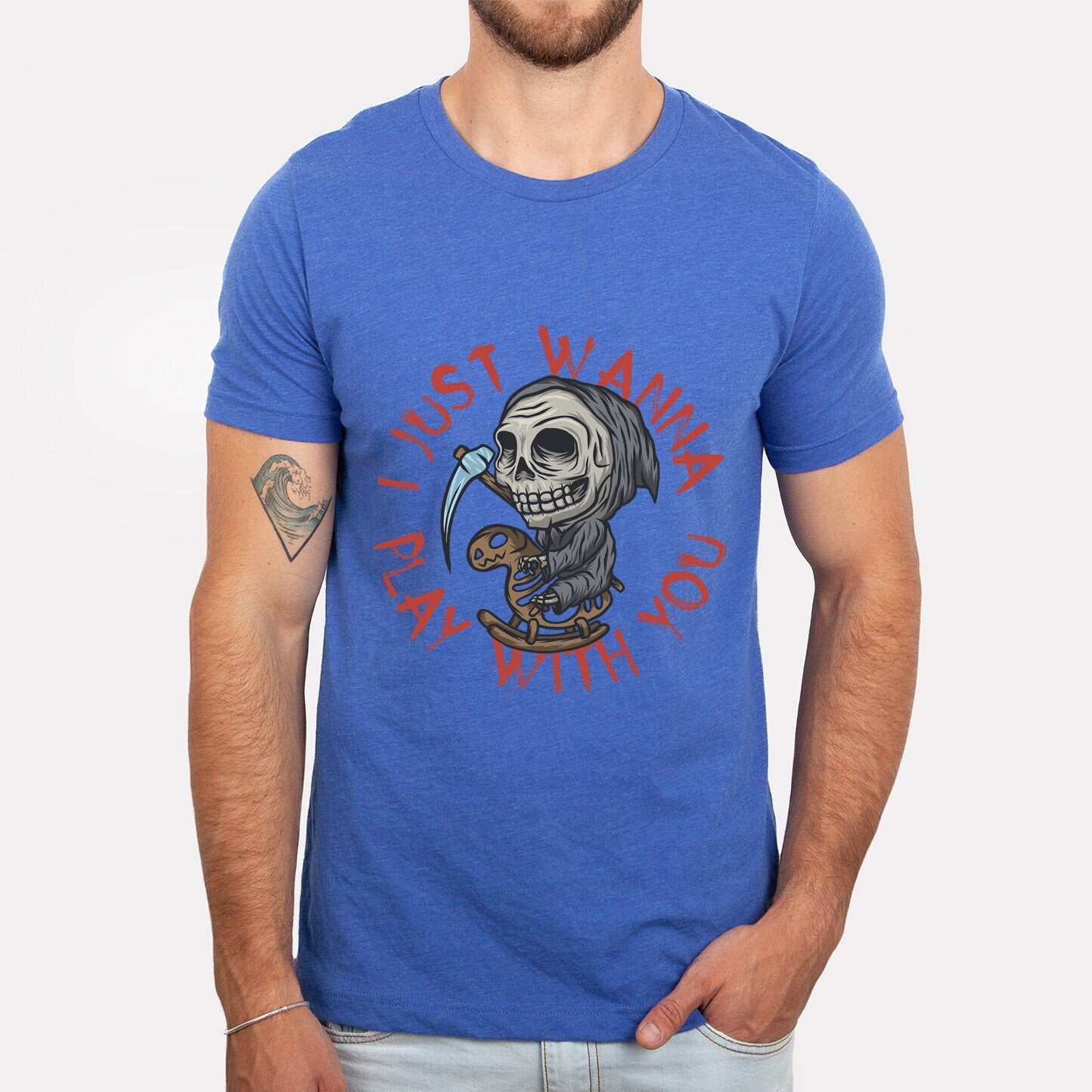 Funny Scary Skull T-shirt, Spooky Skeleton Shirt, Funny Halloween Shirt, I Just Wanna Play with You Shirt, Ghost Skull Shirt