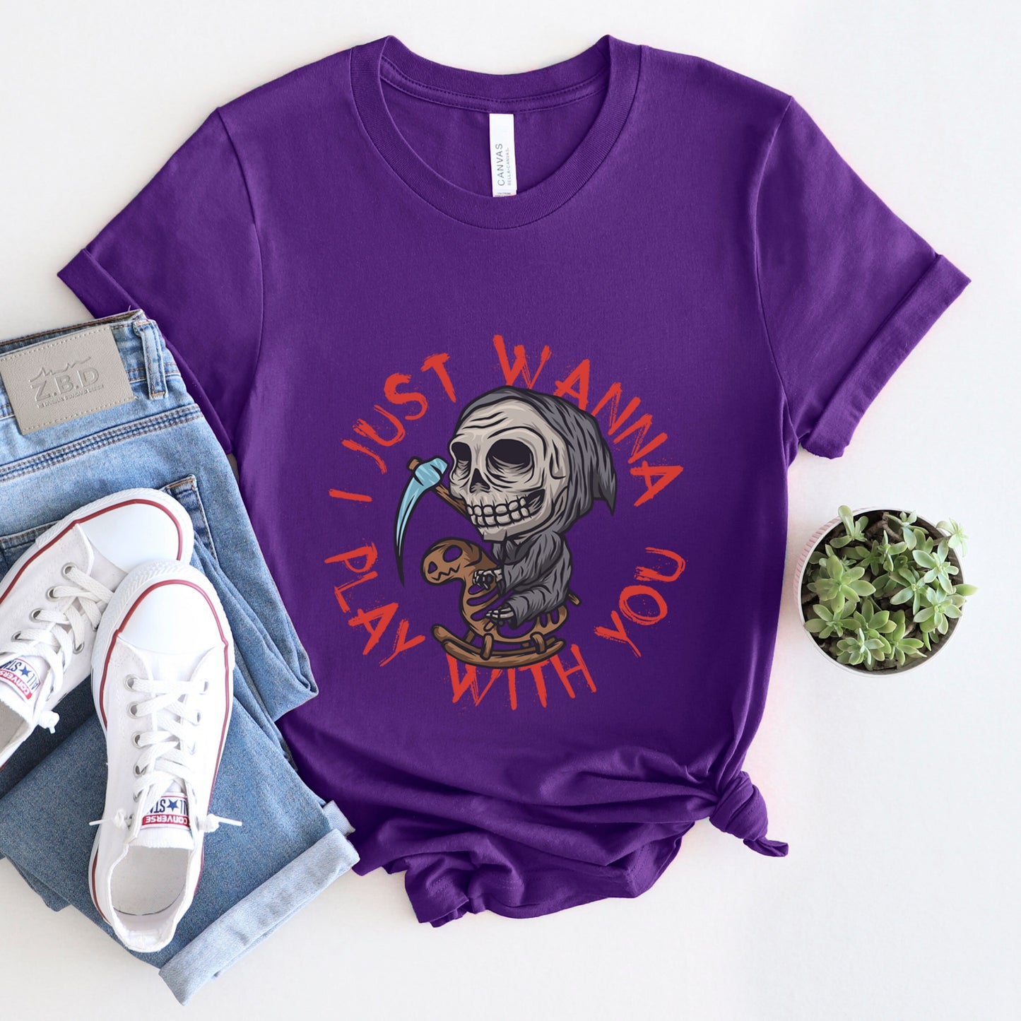 Funny Scary Skull T-shirt, Spooky Skeleton Shirt, Funny Halloween Shirt, I Just Wanna Play with You Shirt, Ghost Skull Shirt