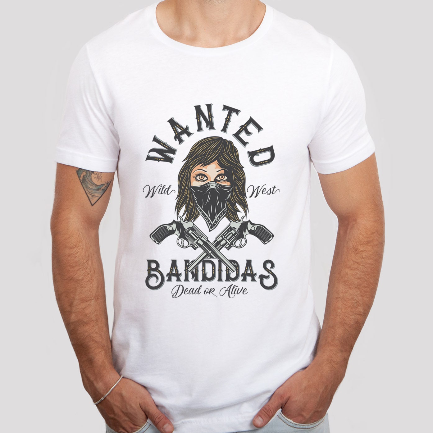 T-shirt drôle de fille recherchée Bandida, T-shirt Bandit Girl, T-shirt Bandido, T-shirt Street Gangs, T-shirt Wild West, T-shirt drôle Hipster