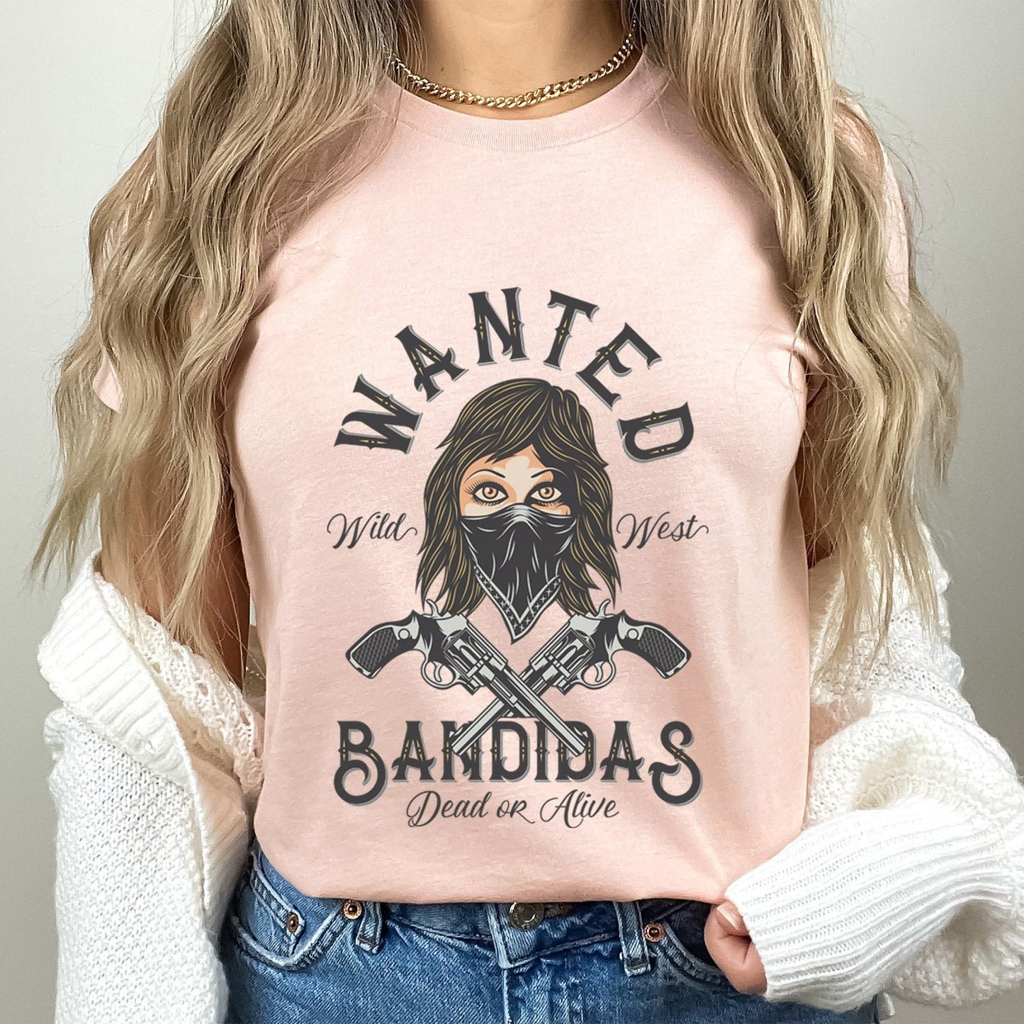 T-shirt drôle de fille recherchée Bandida, T-shirt Bandit Girl, T-shirt Bandido, T-shirt Street Gangs, T-shirt Wild West, T-shirt drôle Hipster