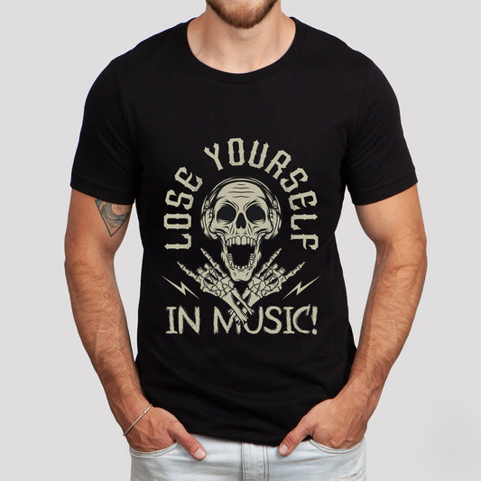 T-shirt de musique, chemise pour les amateurs de musique heavy metal, chemise squelette, t-shirt de musique rock and roll, chemise de groupe de rock, chemise cadeau pour les amateurs de musique