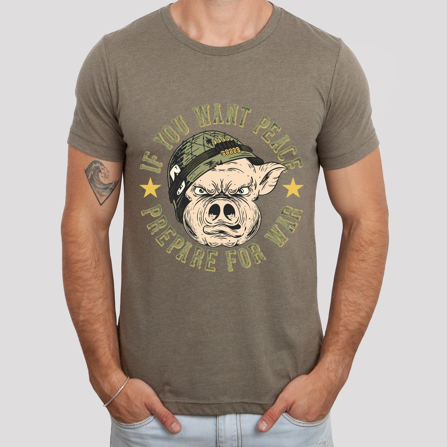 If You Want Piece Prepare for War T-shirt, Peace T-shirt, War T-shirt, Military Shirt, Pig Shirt, T-shirt with Saying, Shirt with Pig