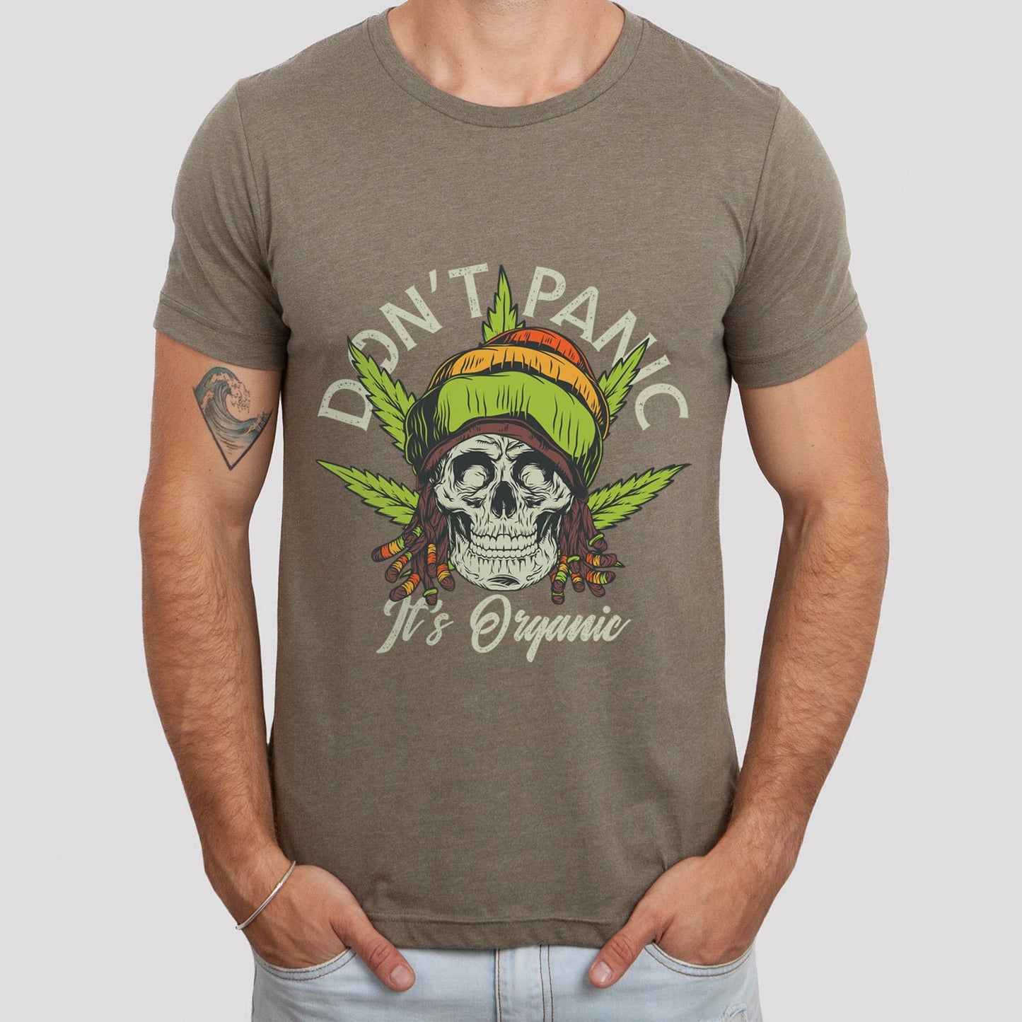 T-shirt tête de mort fumante, t-shirt drôle de cannabis, t-shirt Don't Panic It's Organic, t-shirt humoristique, t-shirt Rasta Man, cadeau pour lui, cadeau pour elle