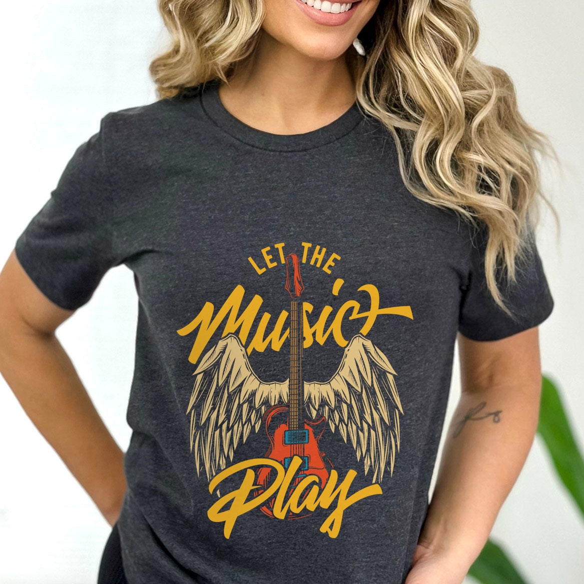 Let the Music Play T-shirt, Rock And Roll Shirt, Music T-Shirt, Guitar with Wings Shirt, Music Band Shirt, Rock Band Shirt