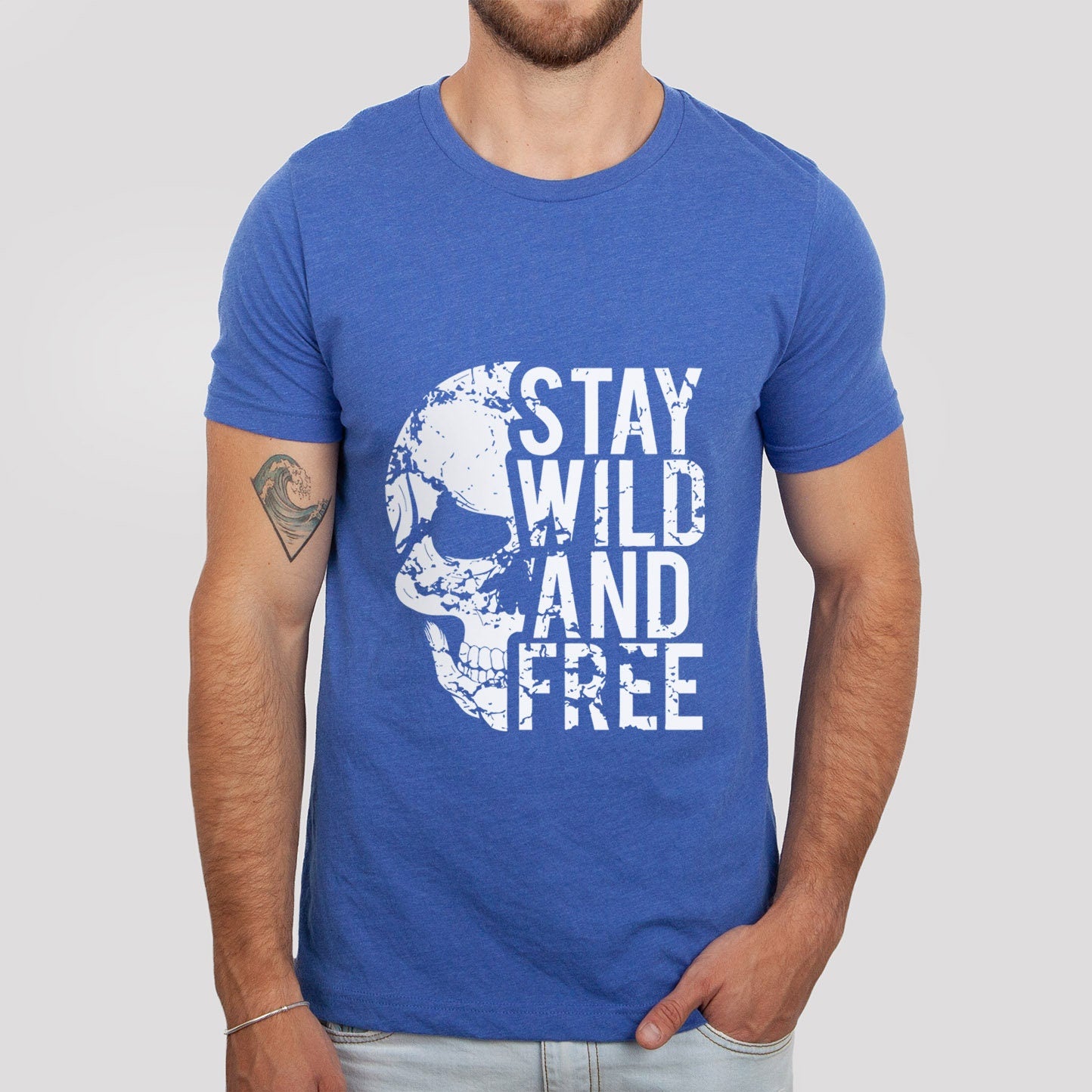 Stay Wild and Free Shirt, Skull Skeleton T-shirt, Wildlife T-shirt, Freedom T-Shirt, Travelers Shirt, Motorcycle Shirt, Bikers Shirt