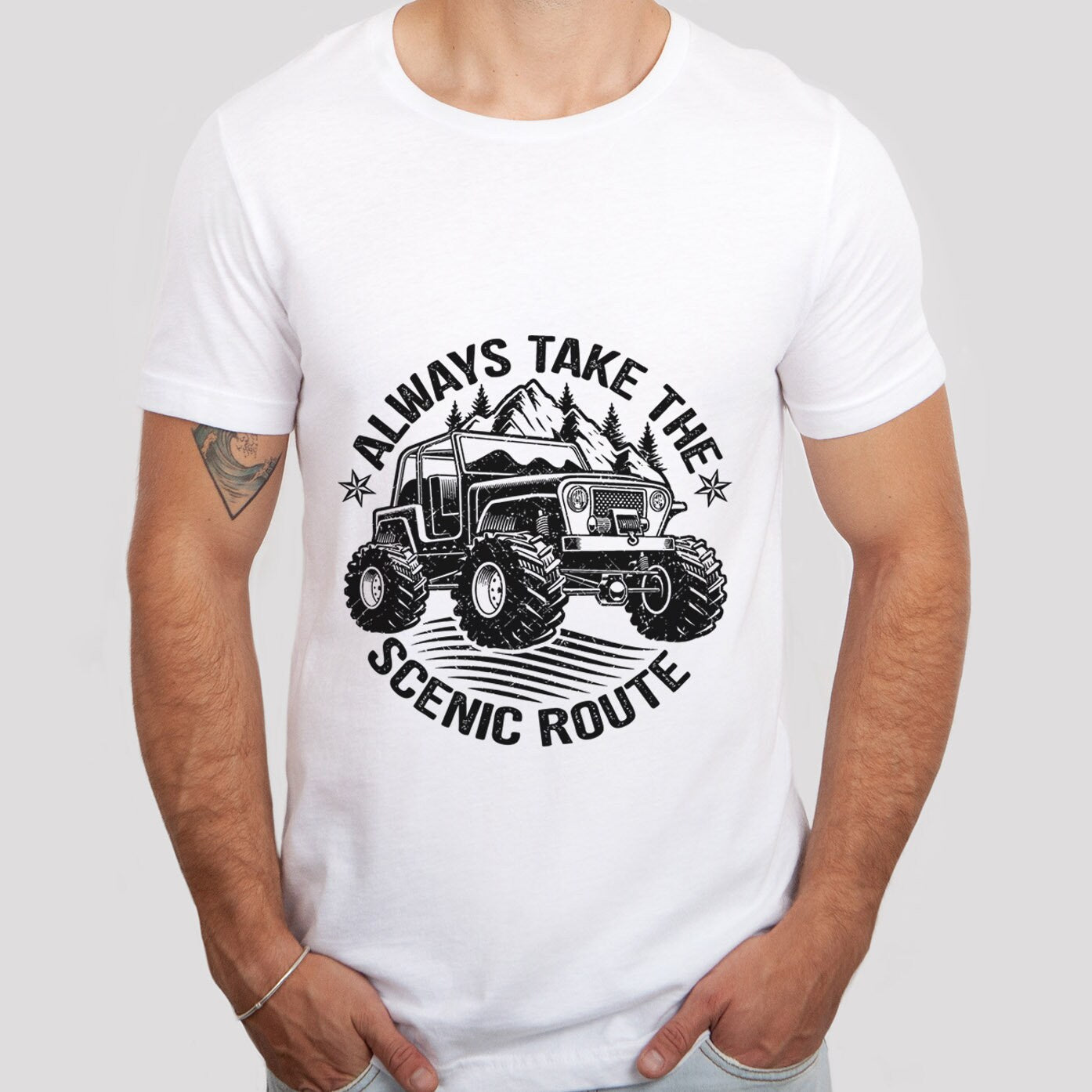 Always Take the Scenic Route T-shirt, Road T-shirt, Travelers Shirt, Outdoors Shirt, Camping T-shirt, Adventure Wild Forest Off-Road Car