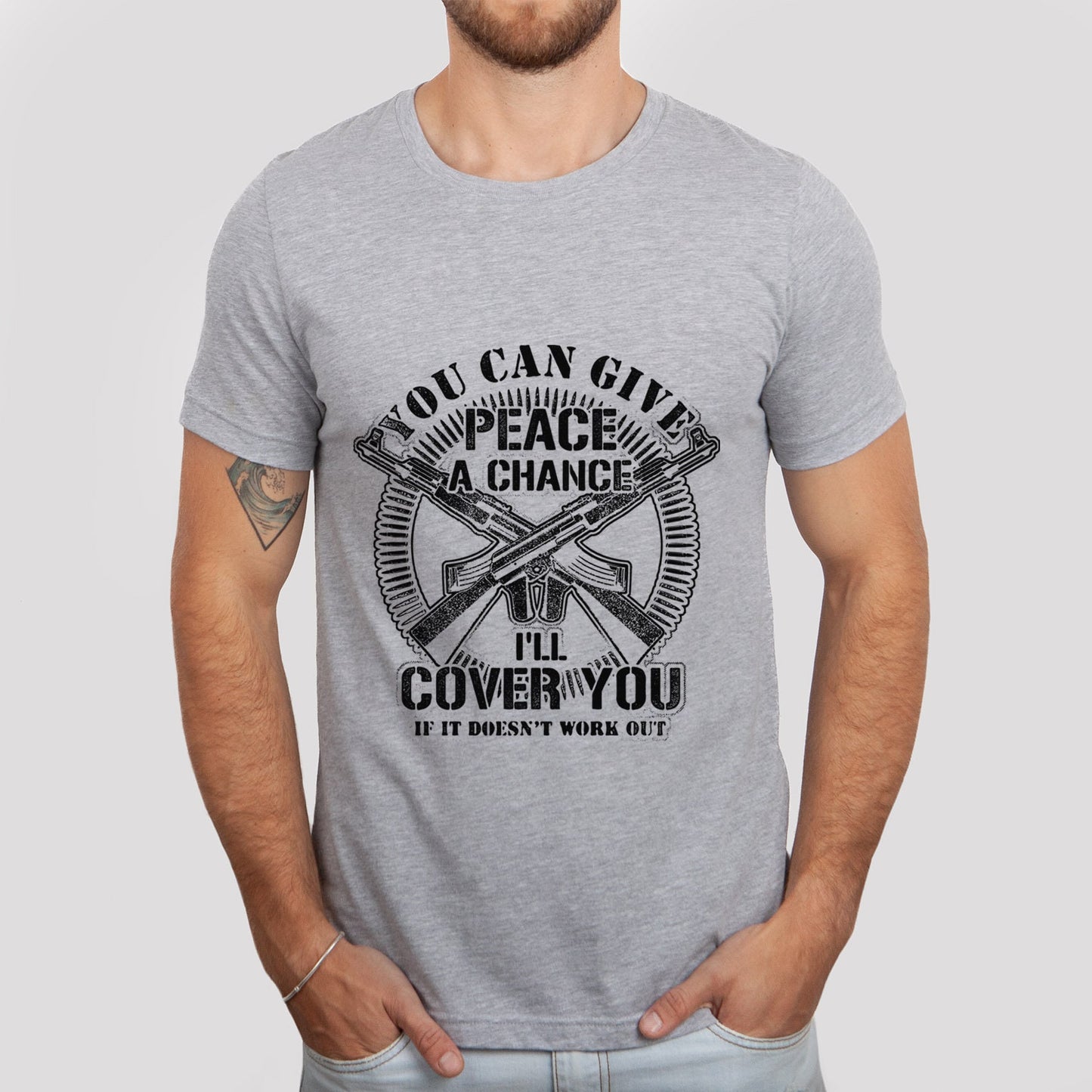 You Can Give Peace A Chance T-shirt, Veteran Shirt, Military Soldier Shirt, Marines Navy US Army Shirt, Gift Shirt for Dad Grandpa