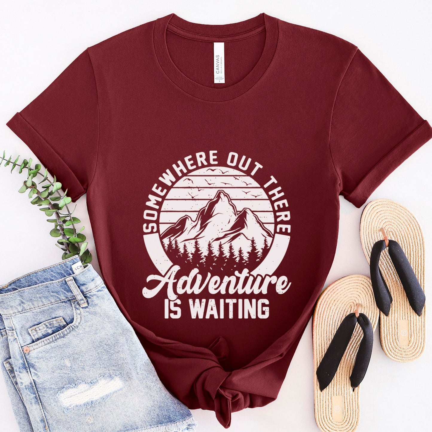 Adventure is Waiting T-shirt, Travelers Shirt, Nature Lovers Shirt, Outdoors Shirt, Camping T-shirts, Shirt with Mountains