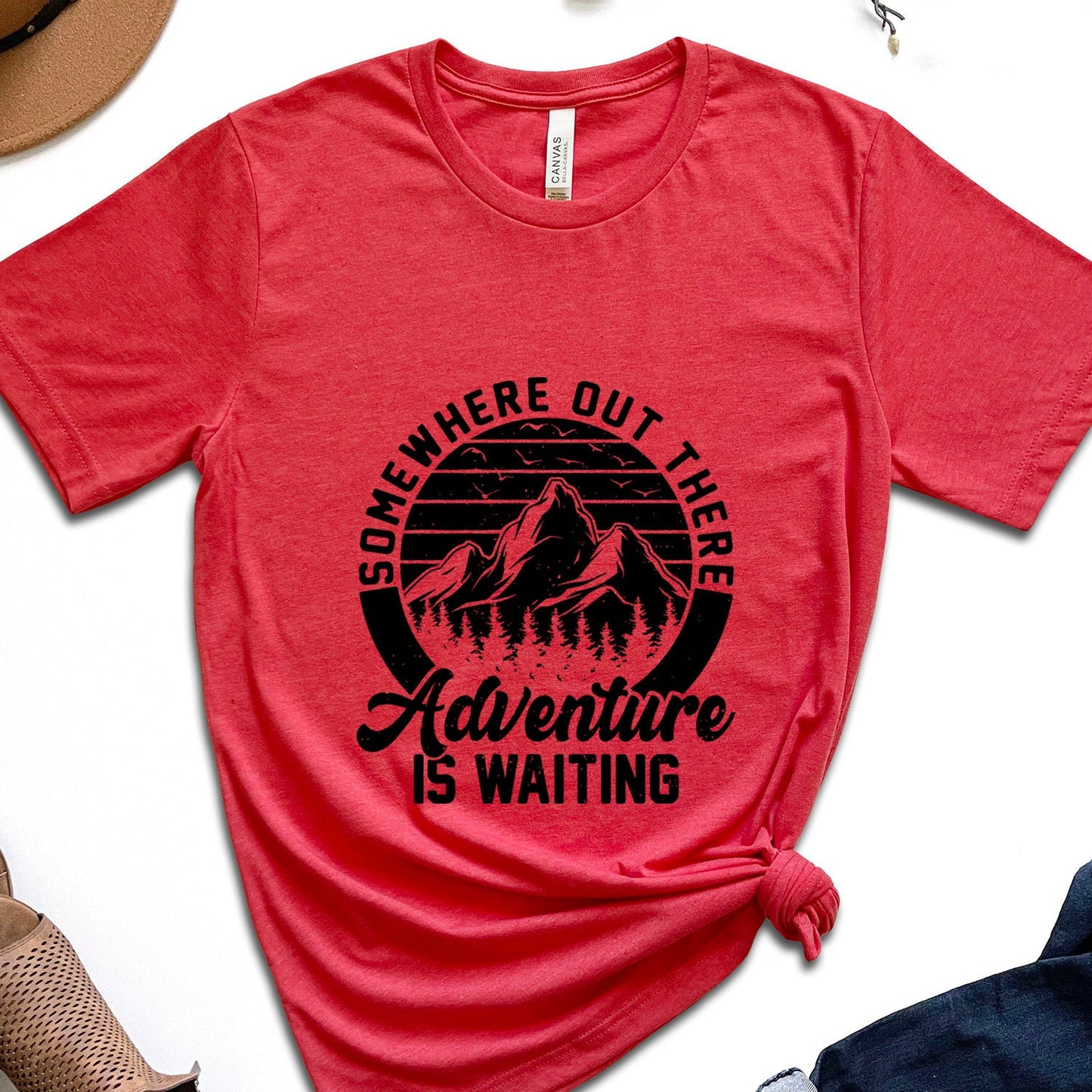 Adventure is Waiting T-shirt, Travelers Shirt, Nature Lovers Shirt, Outdoors Shirt, Camping T-shirts, Shirt with Mountains