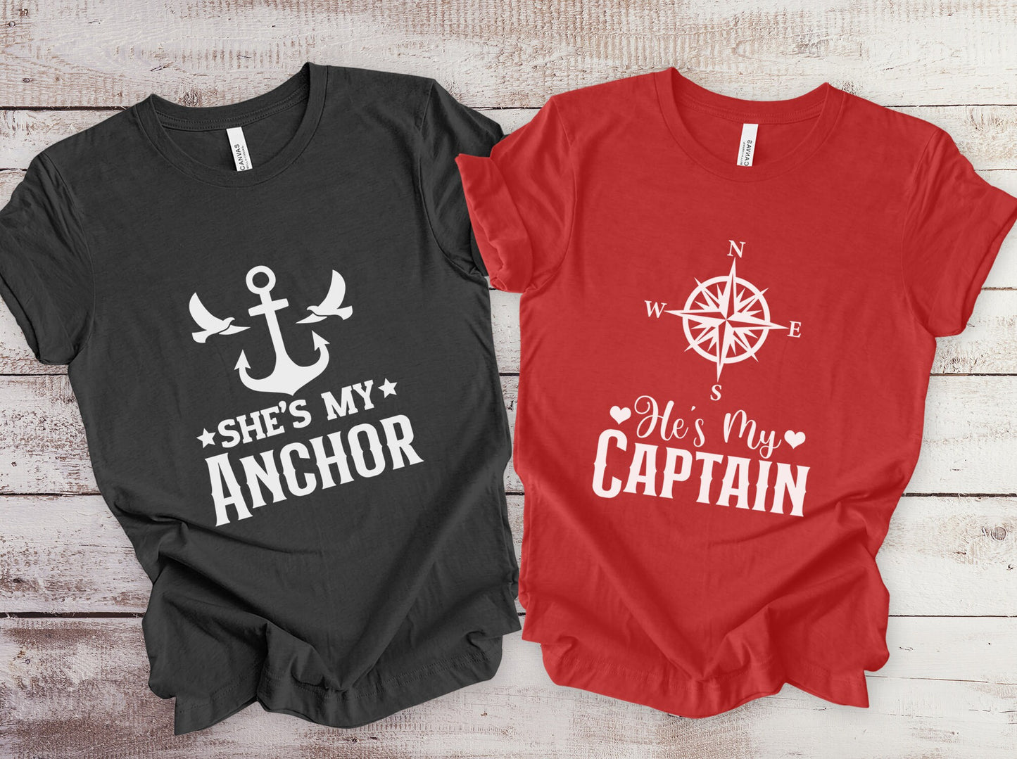 She's My Anchor, He's My Captain Matching Couples Shirts, Couples Valentine's DayT-shirt, Matching Anniversary Gift Shirt, Valentines Day