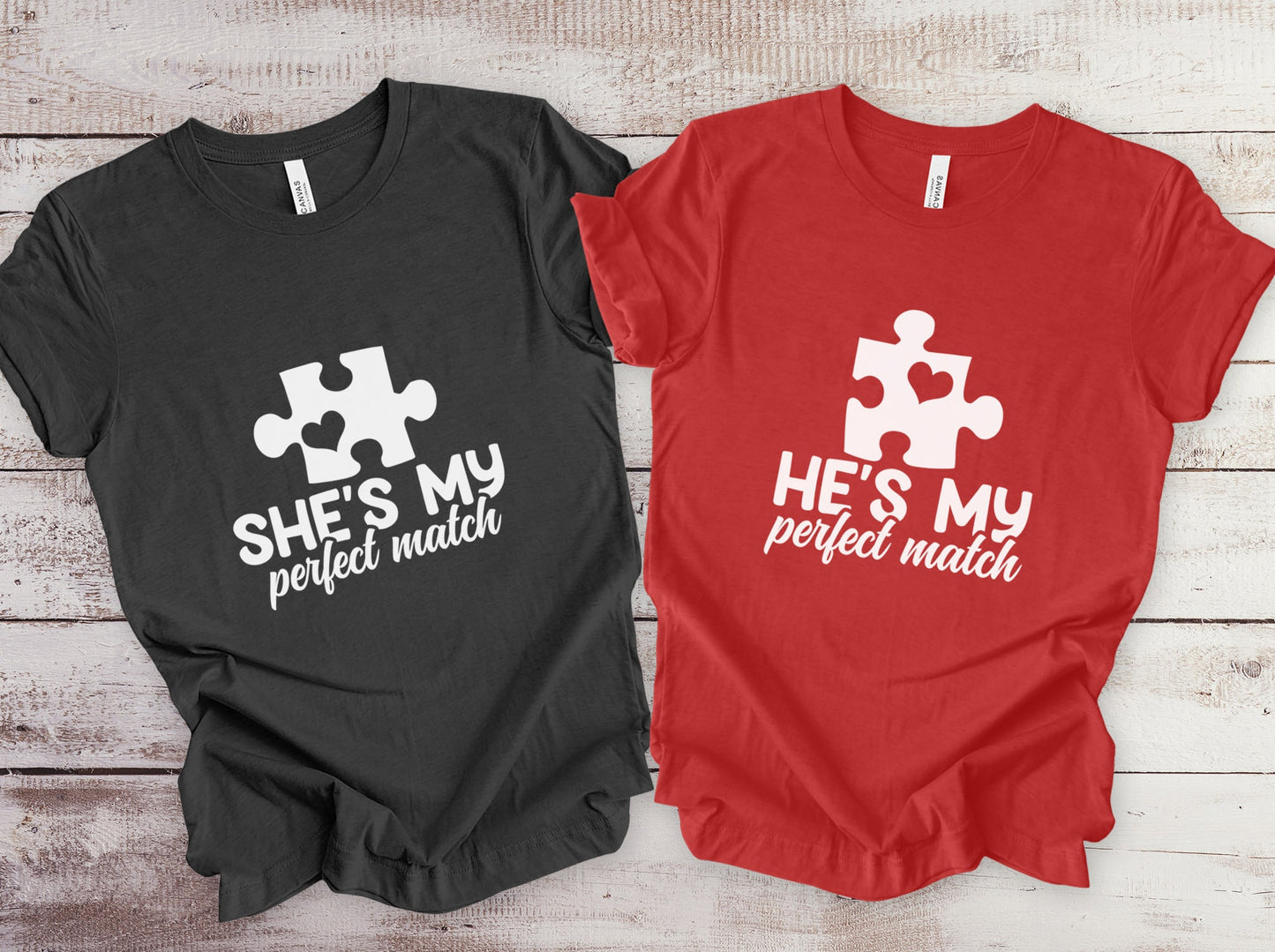 T-shirts de couple assortis, chemise She's My Perfect Match, chemise He's My Perfect Match, chemise cadeau d'anniversaire assortie, cadeau de Saint-Valentin