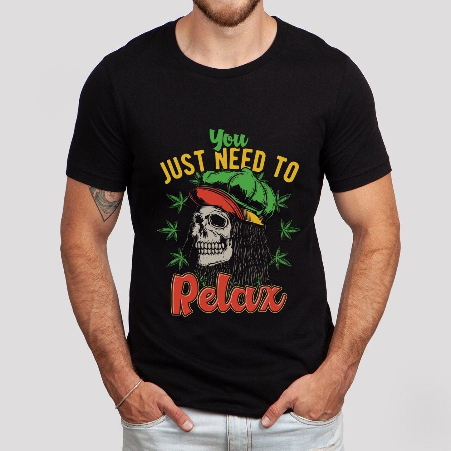 T-shirt Rasta Man, T-shirt rétro, T-shirt Hippie, T-shirt de musique Reggae Skull, style jamaïcain amusant, T-shirt de musique Dreadlocks, T-shirt Need to Relax