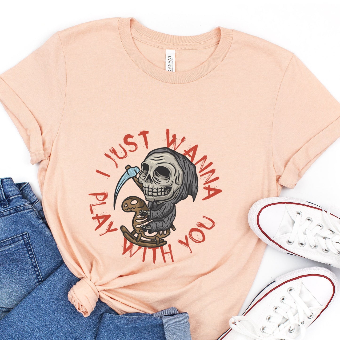 Funny Scary Skull T-shirt, Spooky Skeleton Shirt, Funny Halloween Shirt, I Just Wanna Play with You Shirt, Ghost Skull Shirt