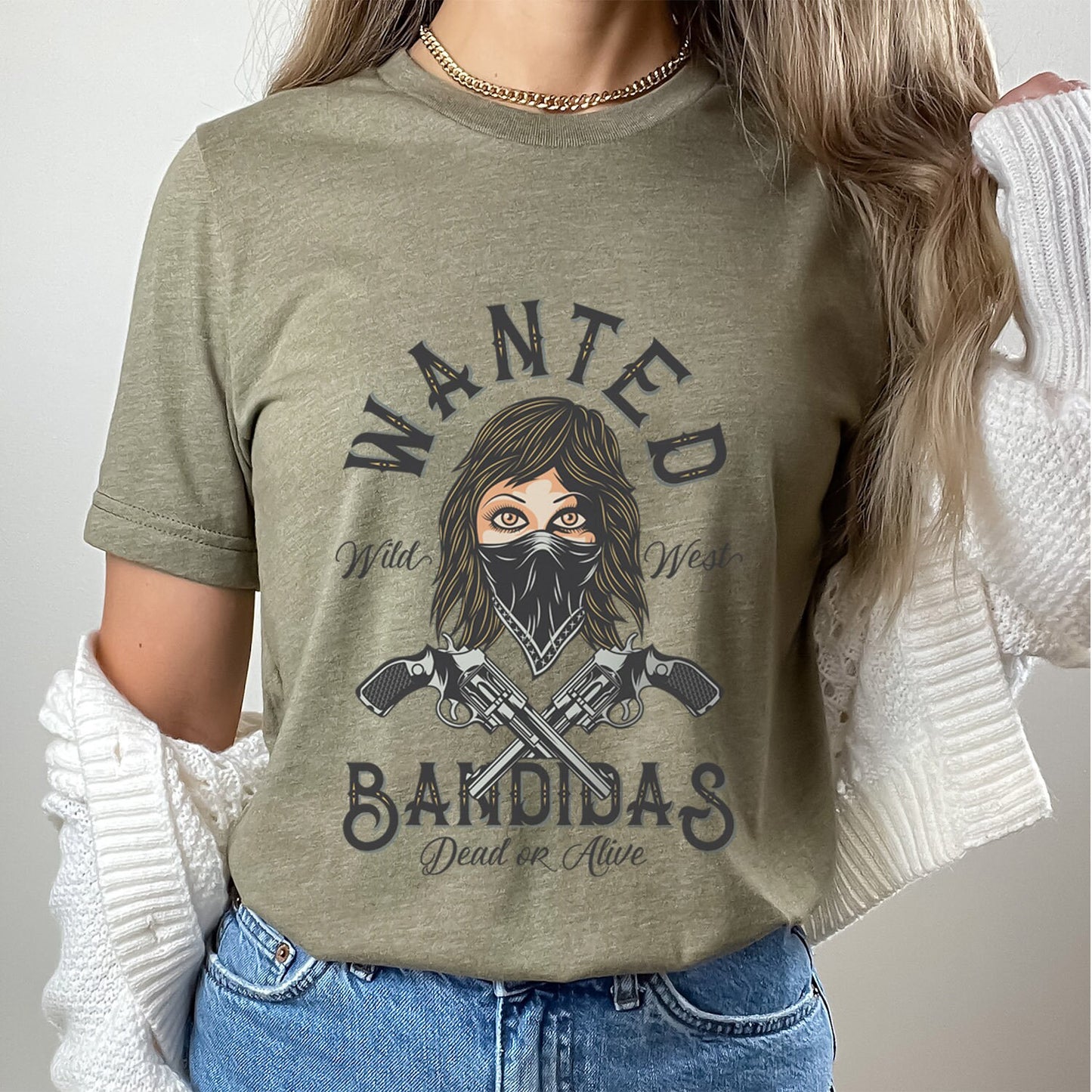 T-shirt drôle de fille recherchée Bandida, T-shirt Bandit Girl, T-shirt Bandido, T-shirt Street Gangs, T-shirt Wild West, T-shirt drôle Hipster