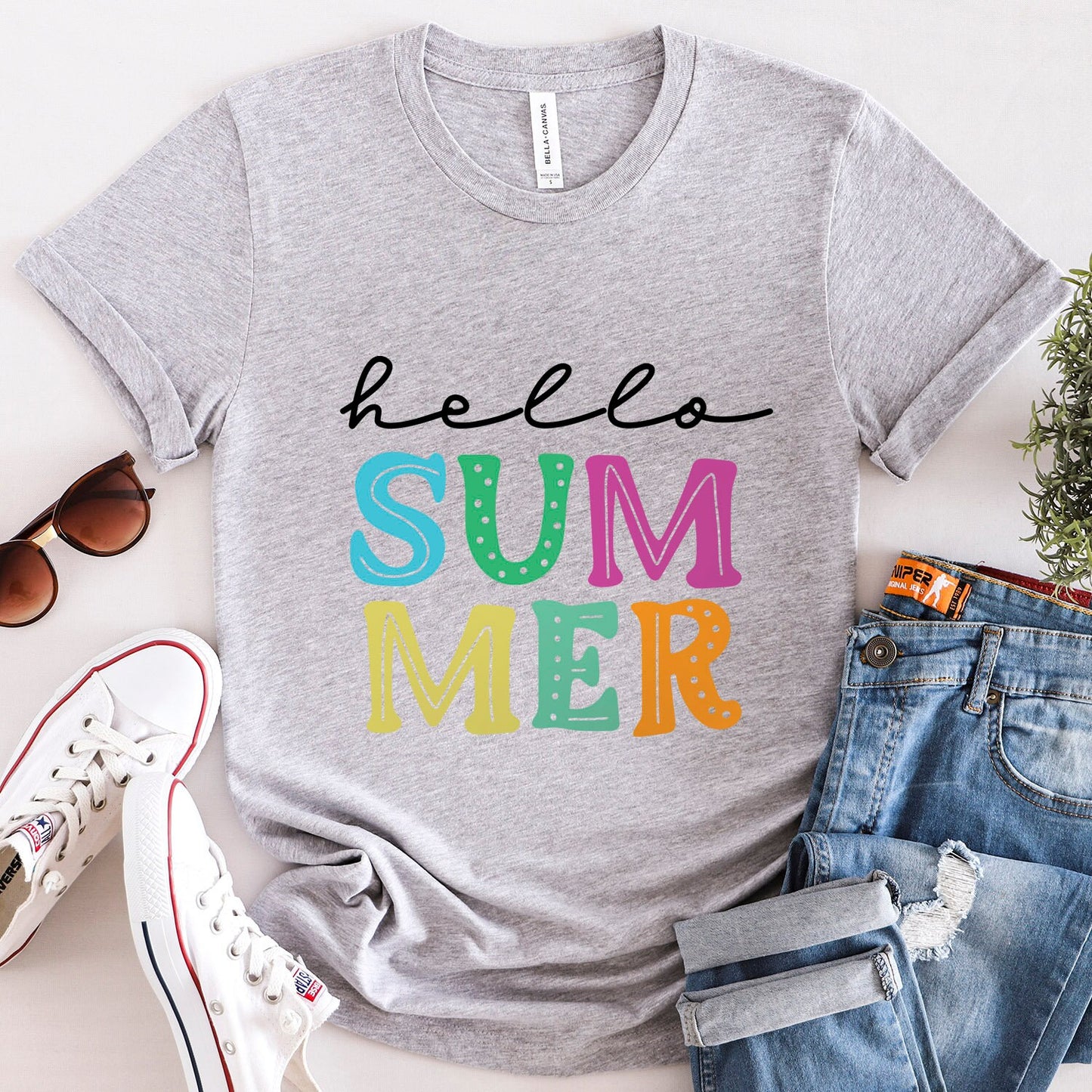 T-shirt Bonjour l'été, T-shirt Summer Vibes, T-shirt de plage, T-shirt d'été, T-shirt d'été cool, T-shirt de vacances, T-shirt Joyeux été