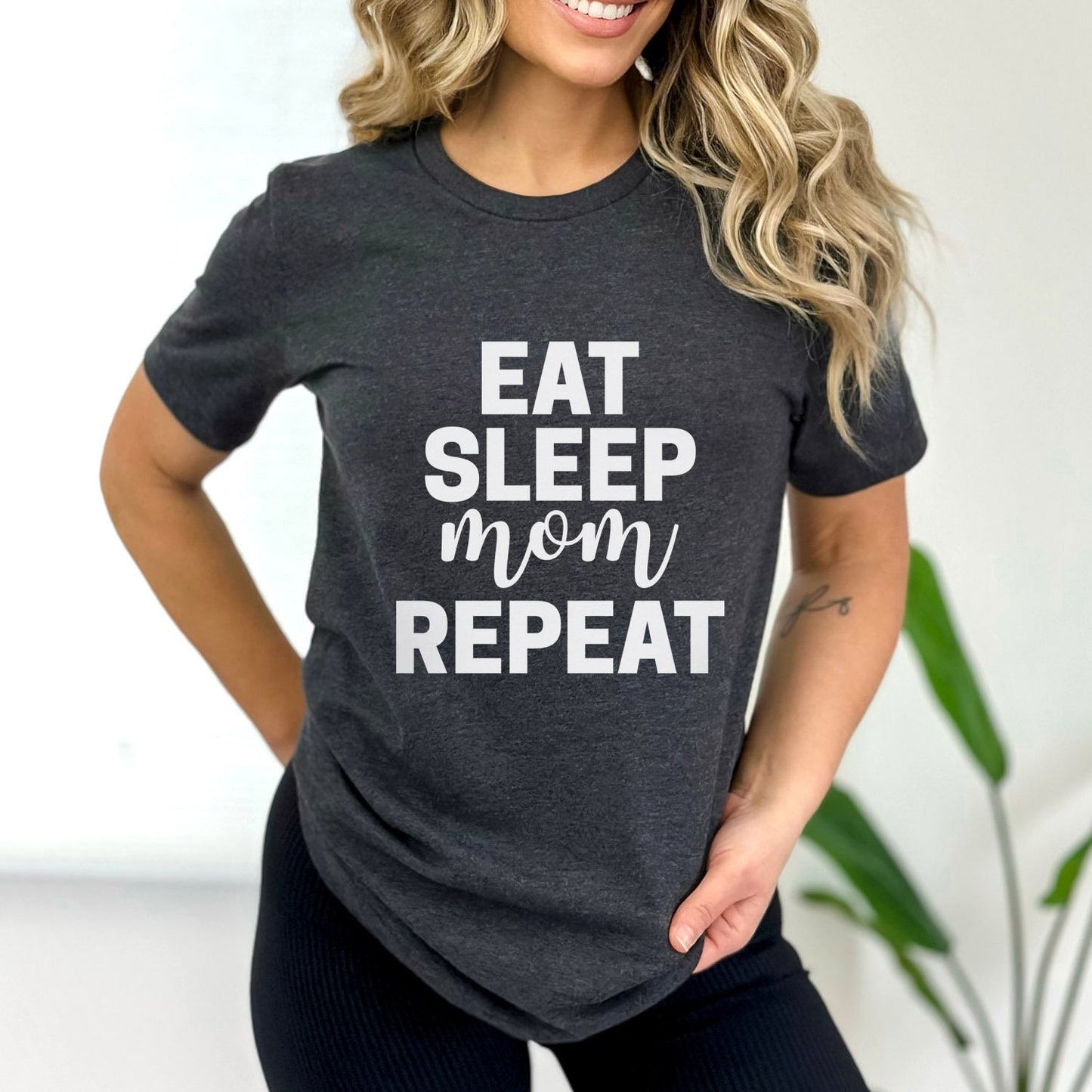 T-shirt for Mom, Eat Sleep Repeat Shirt, Funny Shirt for Mom, Gift Shirt for Moms, Humour Shirt for Mothers, Typographic Parenting Shirt