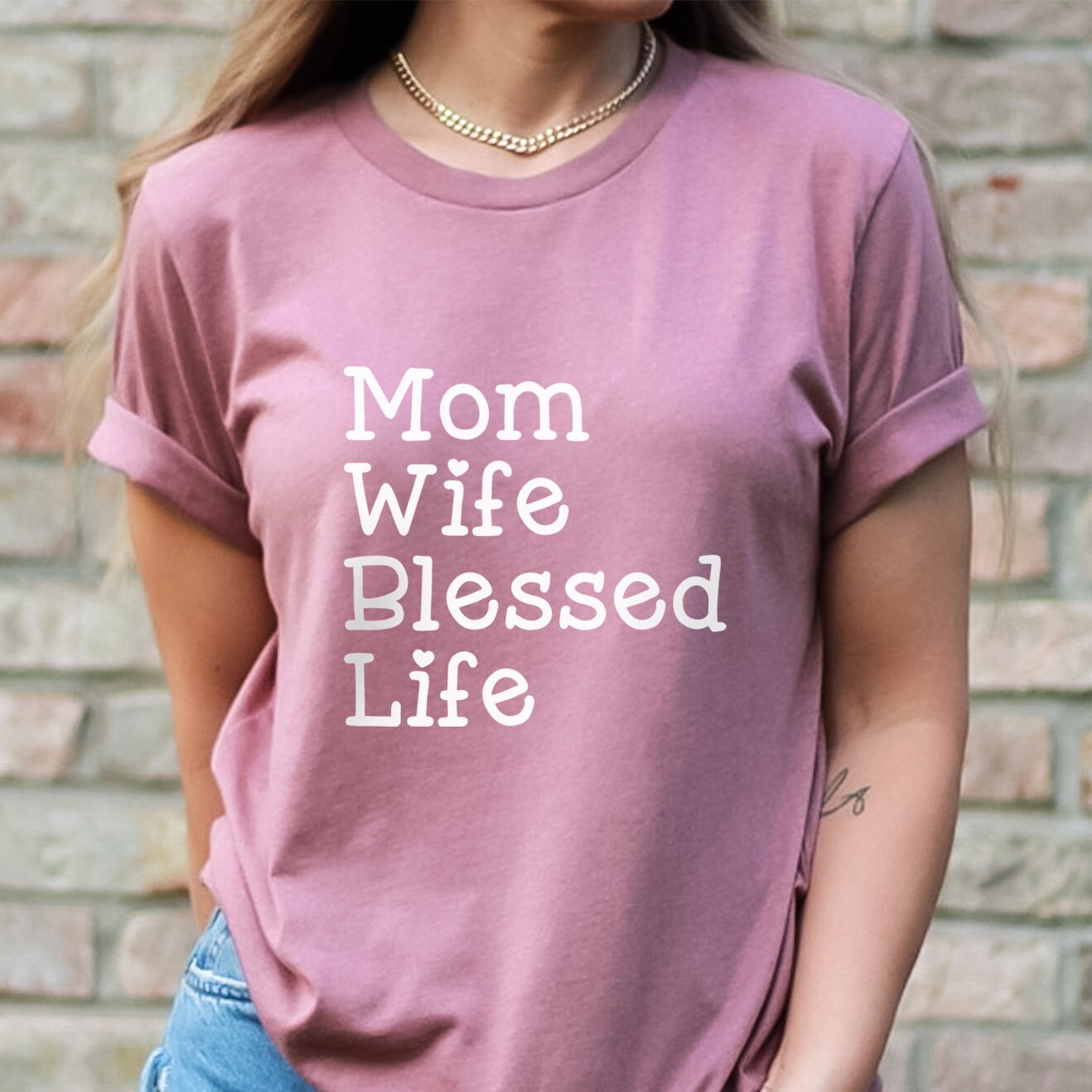 T-shirt « Maman, épouse, vie bénie », T-shirt « Vie de maman », cadeau pour maman, cadeau pour la fête des mères, chemise pour les mères, chemise « Maman bénie »