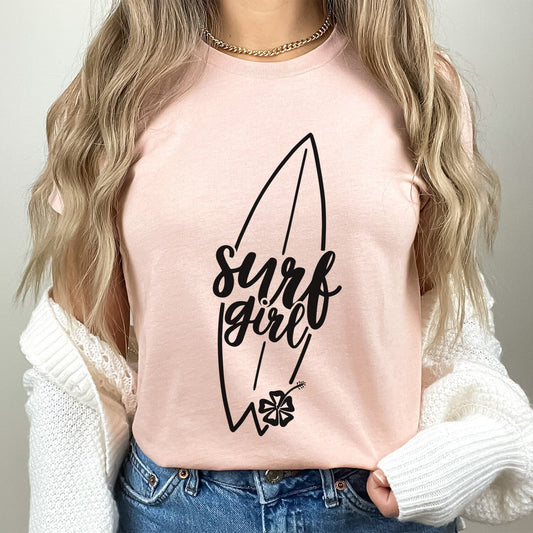 T-shirt Surf Girl, T-shirt d'été, T-shirt de plage, T-shirt d'été, T-shirt de surfeur, T-shirt d'été cool, T-shirt de vacances, T-shirt cadeau pour amoureux du surf